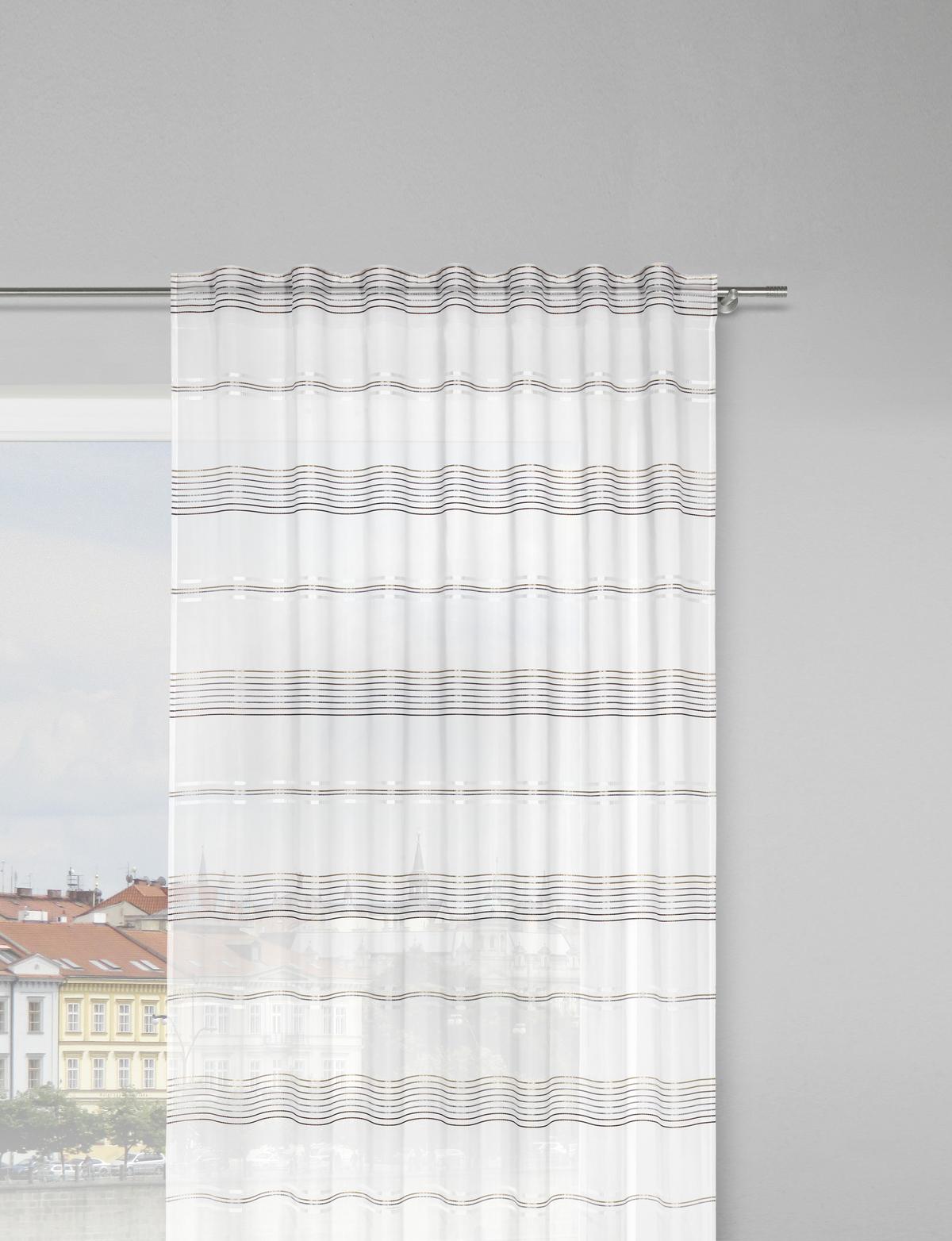 Perdea prefabricată Louis - maro/alb, Konventionell, textil (140/245cm) - Modern Living