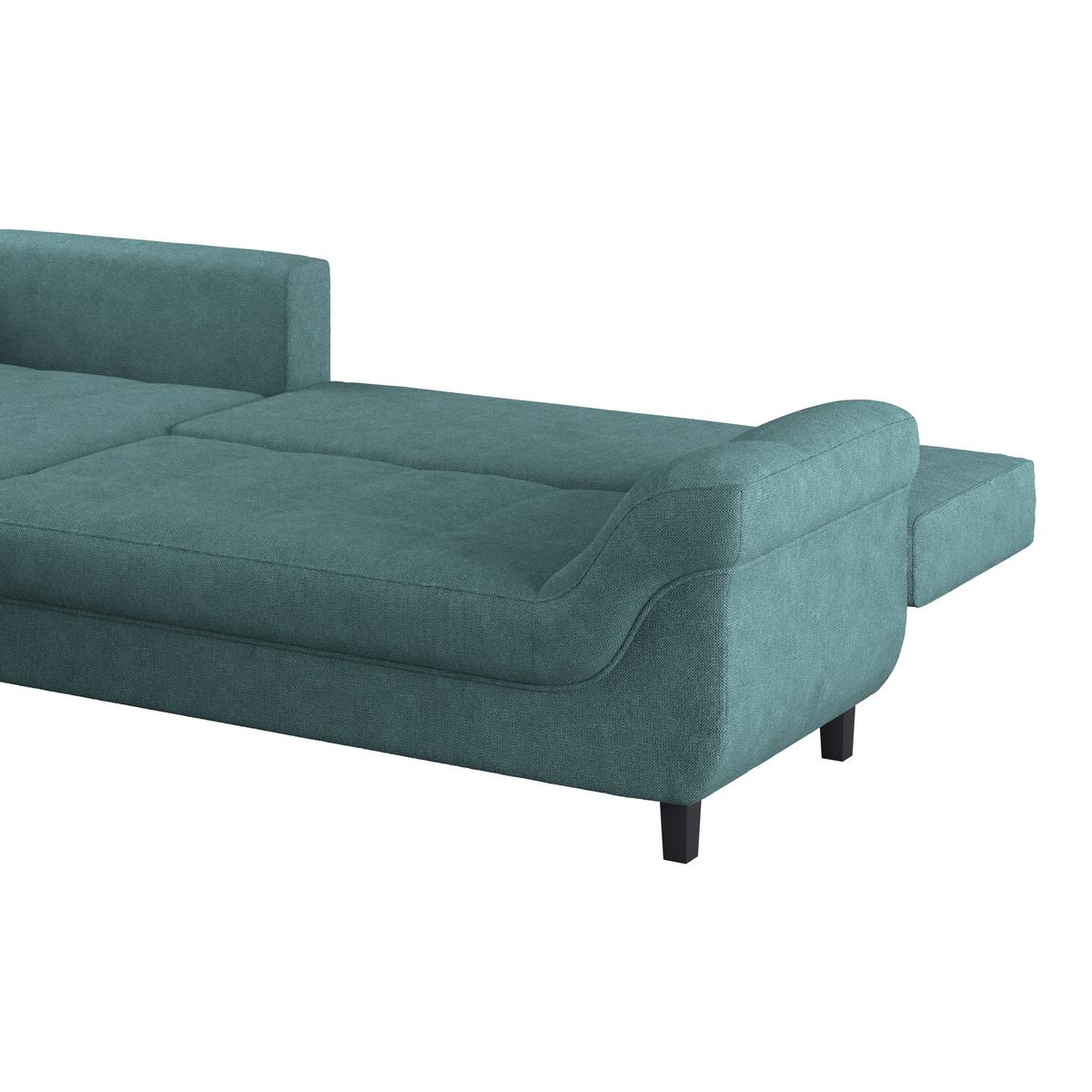 Kutna Garnitura Mendoza - boje petroleja/crna, Design, tekstil/drvo (197/309cm) - Modern Living