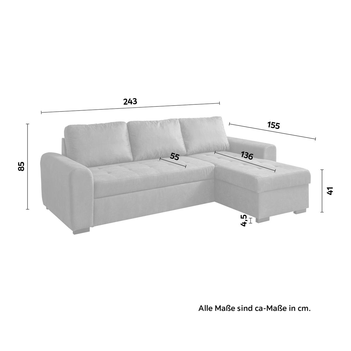 Wohnlandschaft Poll in Silberfarben - Taupe, MODERN, Textil (243/85/155cm) - Mömax