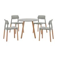 ZESTAW DO SIEDZENIA DLA DZIECI DESSY - jasnoszary, Modern, tworzywo sztuczne/drewno (60/48/60cm) - Bessagi Kids