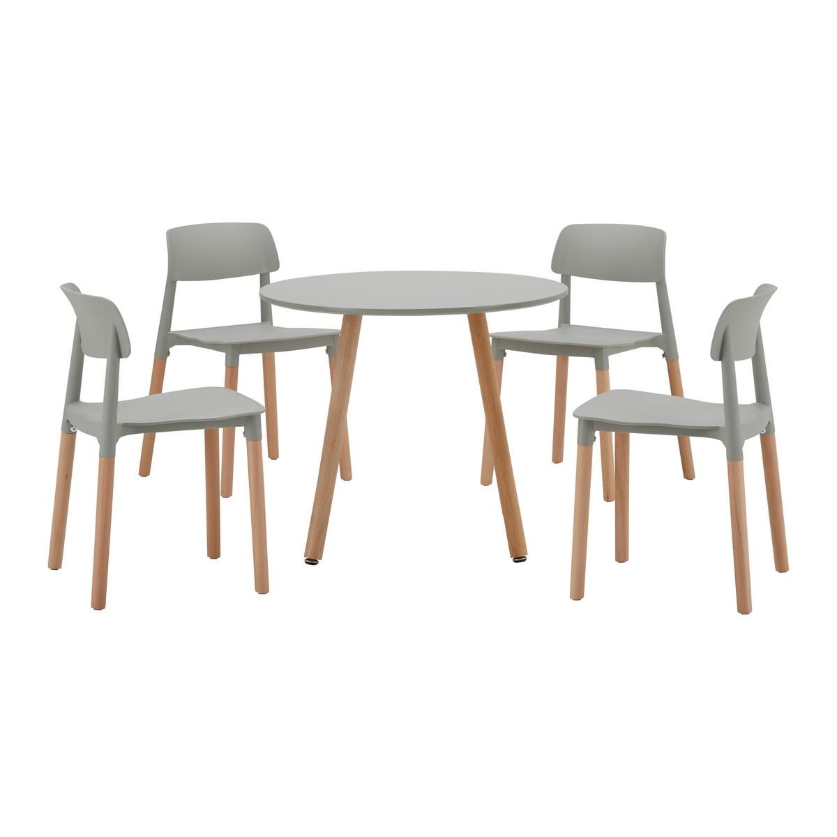 ZESTAW DO SIEDZENIA DLA DZIECI DESSY - jasnoszary, Modern, tworzywo sztuczne/drewno (60/48/60cm) - Bessagi Kids