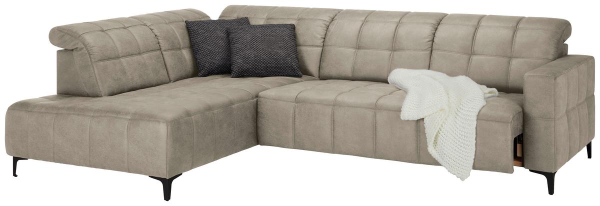 Ecksofa Panama links Grau - Schwarz/Grau, KONVENTIONELL, Textil/Metall (216/89-102/304cm) - Premium Living