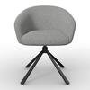 STOEL MET ARMELEUNINGEN AMINA - Grijs/Zwart, Modern, Textiel/Metaal (64/81/63cm) - Bessagi Home