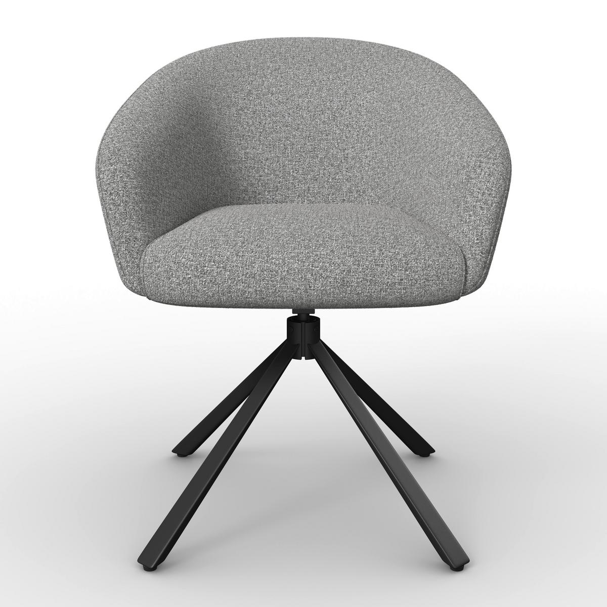 Armlehnstuhl Amina Grau Webstoff Drehbar Gepolstert - Schwarz/Grau, MODERN, Textil/Metall (64/81/63cm) - Bessagi Home