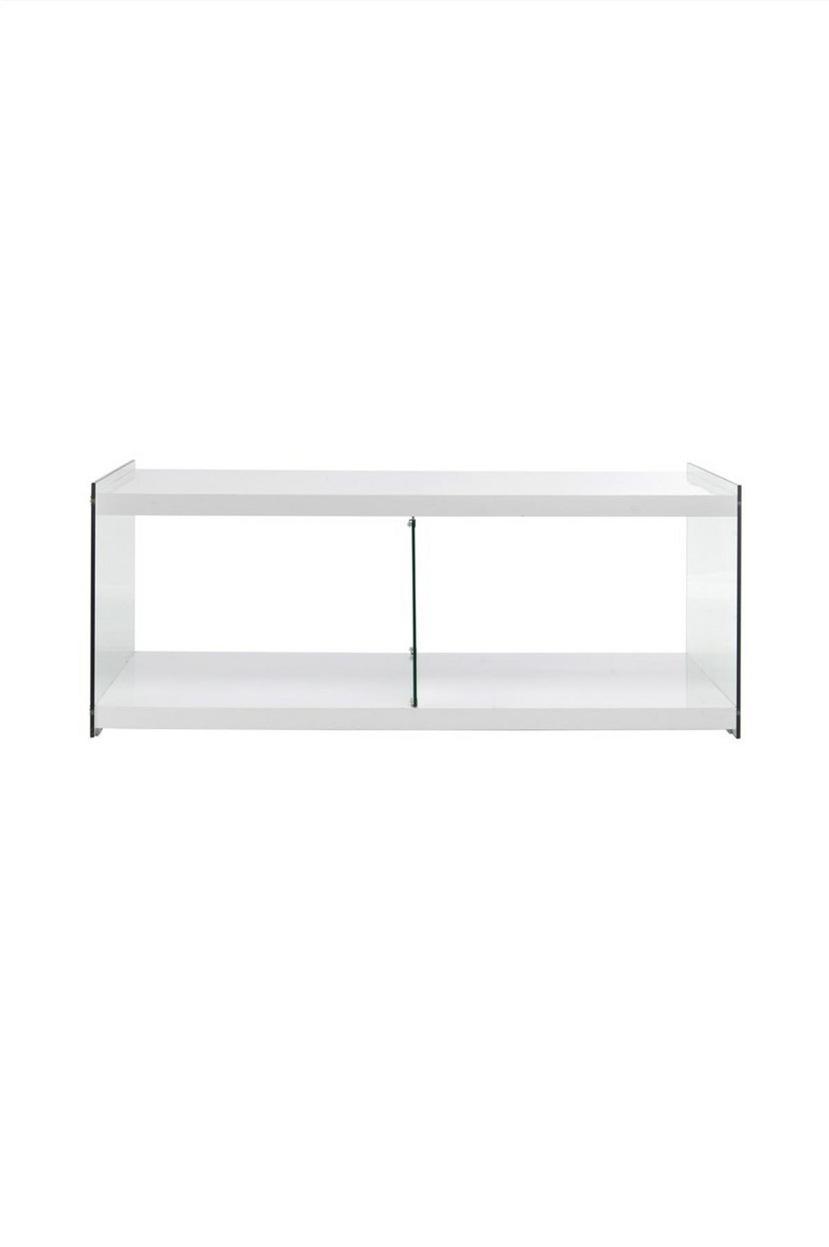 Beistelltisch Tv-Tisch Elementary 100 Weiss - Weiss, Design, Glas/Holz (120/45/60cm) - Kayoom