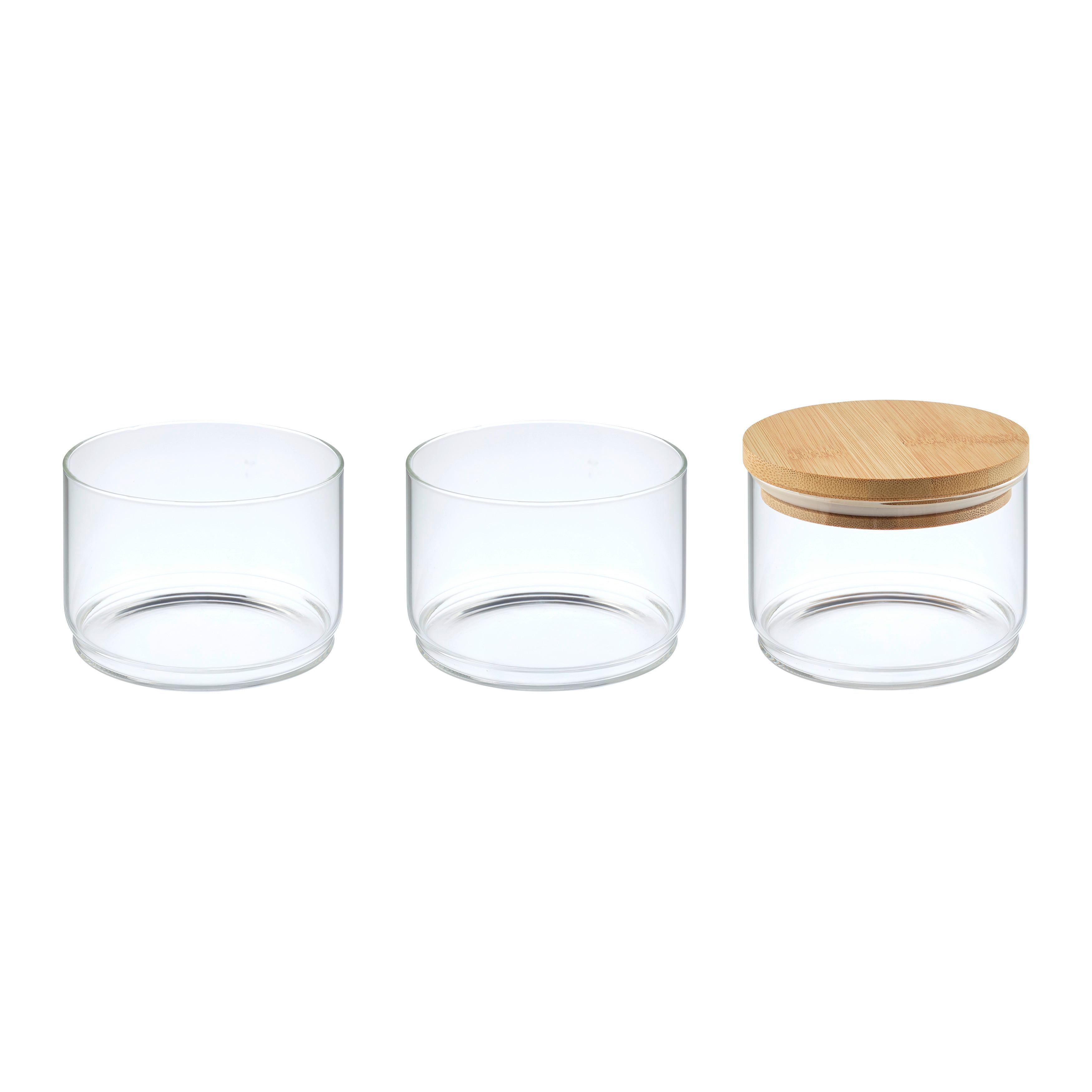 FÖRVARINGSBURKAR SET HEDVIG - vit/klar, Modern, trä/glas - Mömax