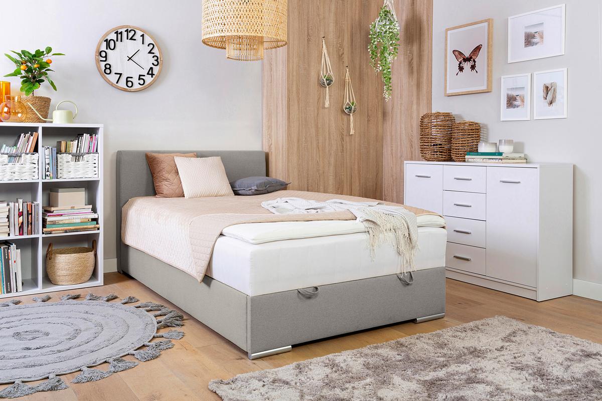 Tapecirani Krevet Cosi - boje kroma/taupe, Konvencionalno, drvo/metal (120/200cm)