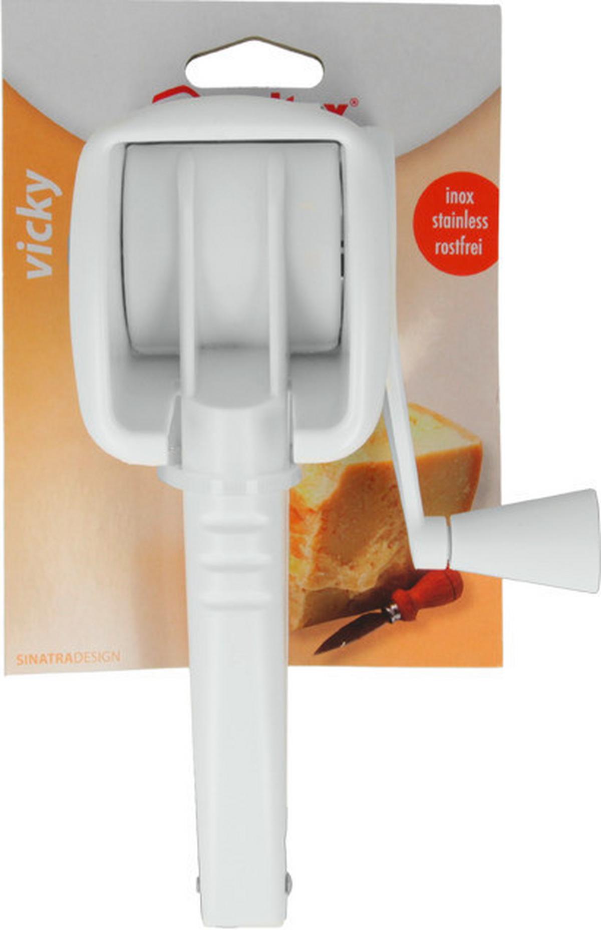 Sajtdaráló Vicky - fehér, műanyag/fém (14/22/7.7cm) - Metaltex