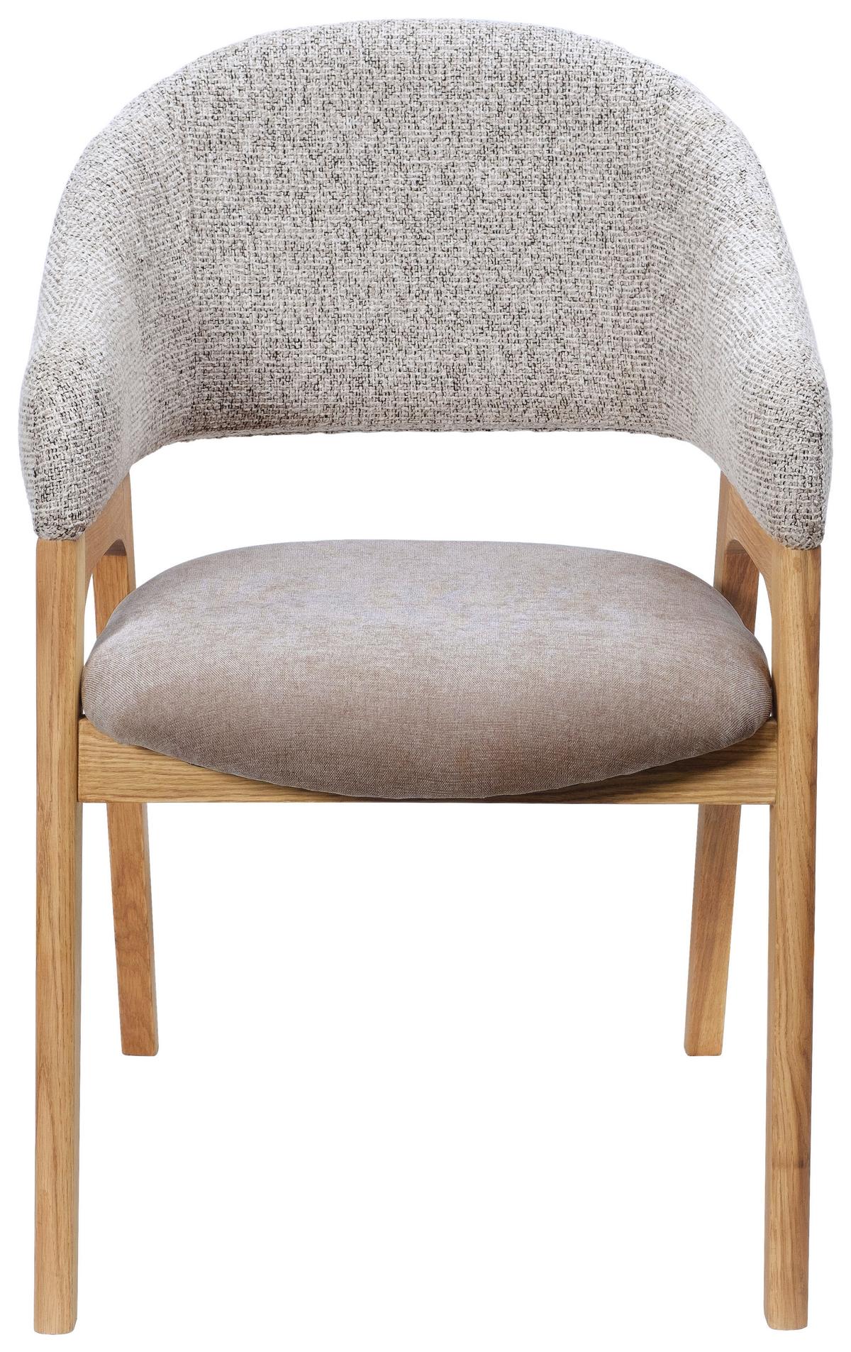 KRZESŁO Z PODŁOKIETNIKAMI BERTI - kolor dębowy/taupe, Konventionell, tkanina/drewno (56,5/82,5/59,5cm) - Linea Natura