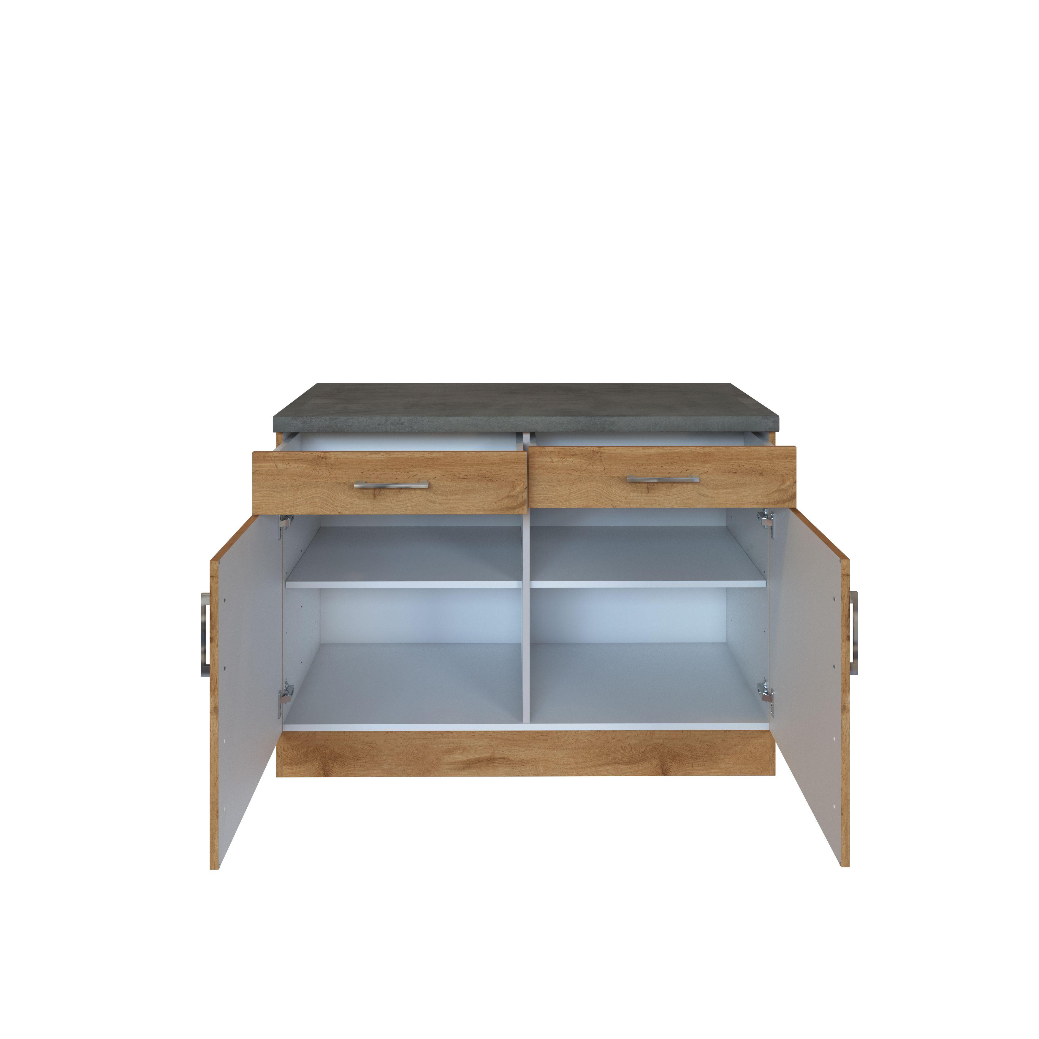 Held Küchenunterschrank ca. 100 cm Eiche/Anthrazit - Chromfarben/Eichefarben, MODERN, Holzwerkstoff/Metall (100/85/60cm) - Held