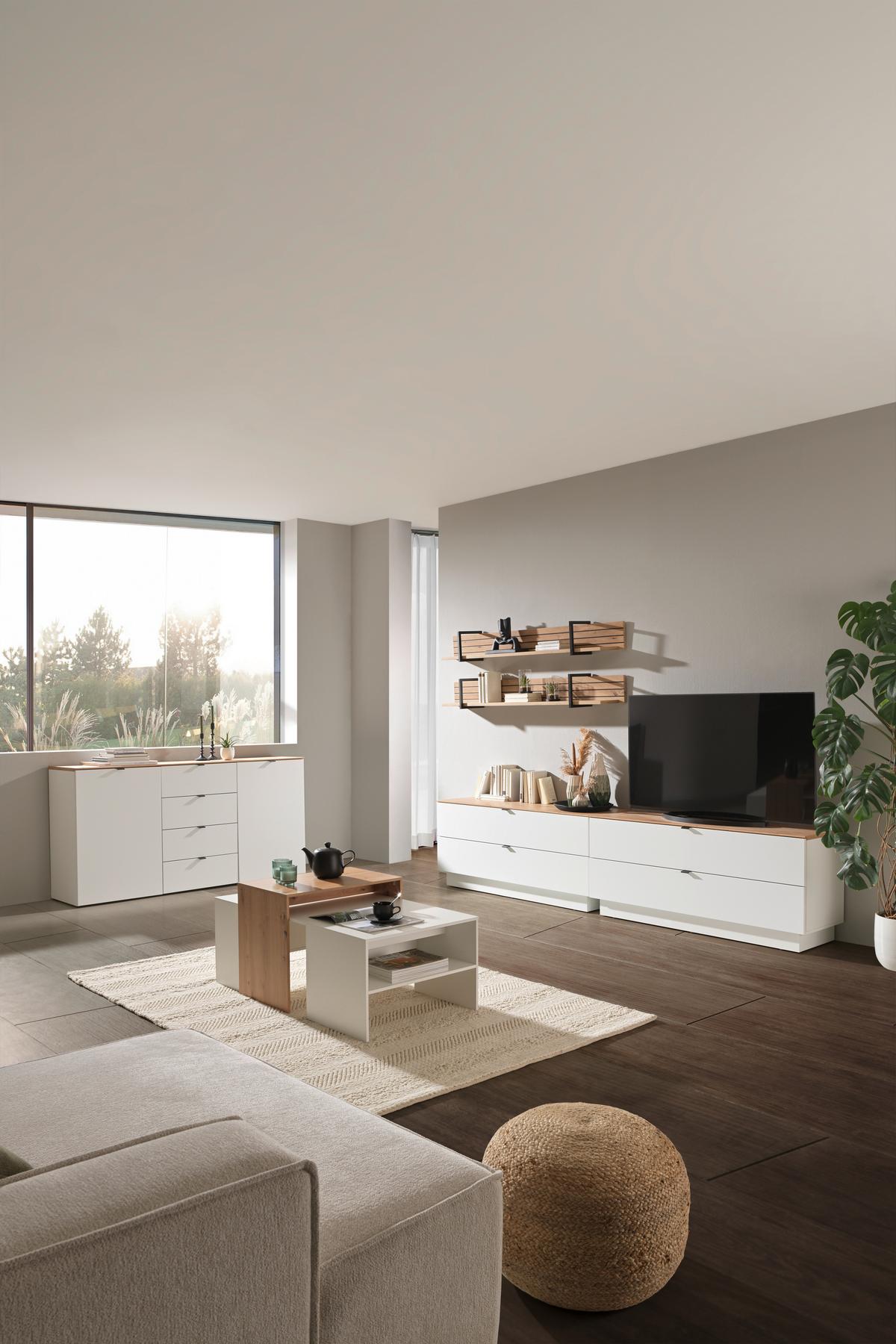 SZAFKA RTV DIANA   -HOM IN- - czarny/biały, Modern, materiał drewnopochodny/metal (140/62/44cm) - Hom`in