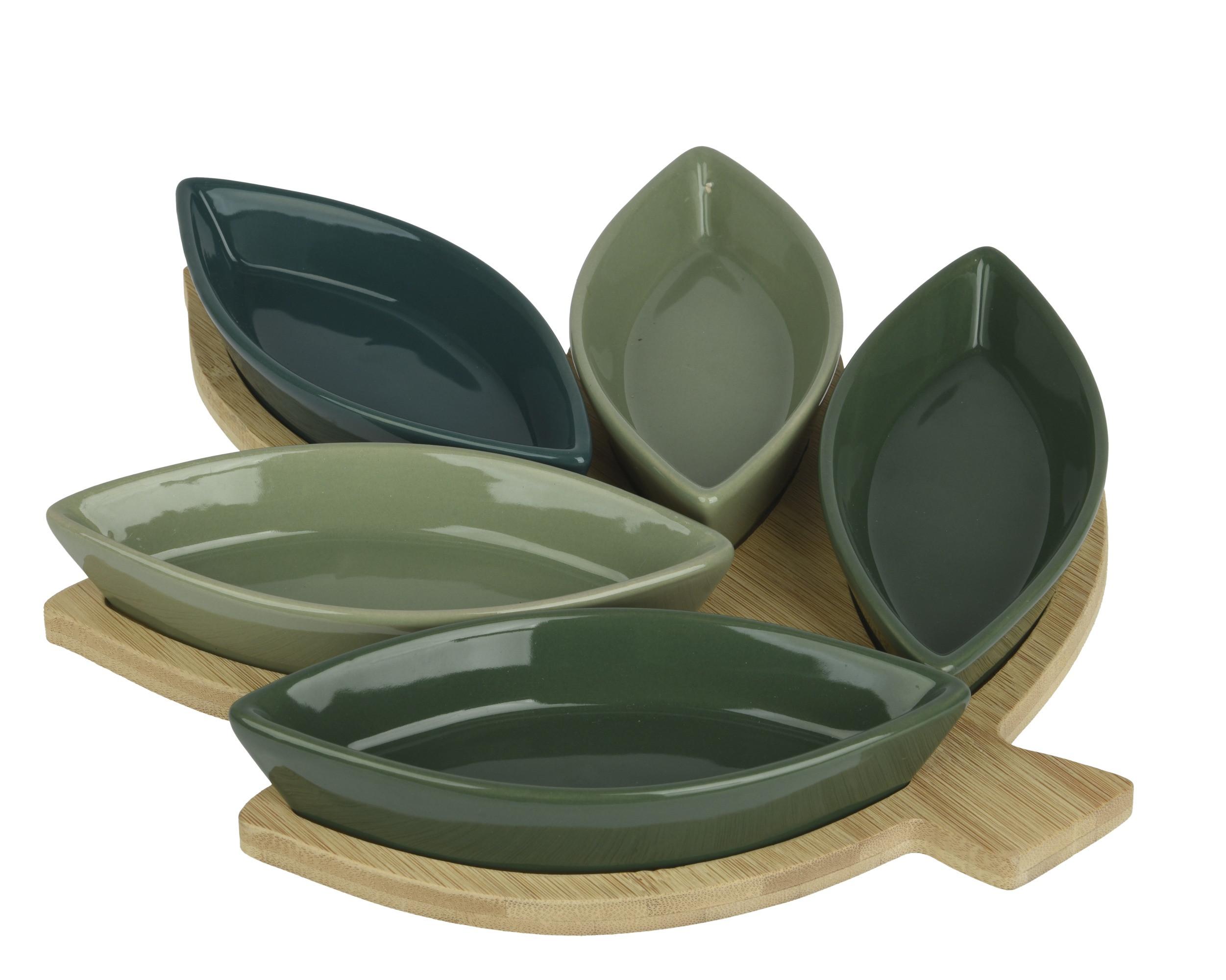 Set de castroane Mabel - verde, Basics, ceramică (30/25/3,5cm)