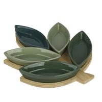 Set de castroane Mabel - verde, Basics, ceramică (30/25/3,5cm)