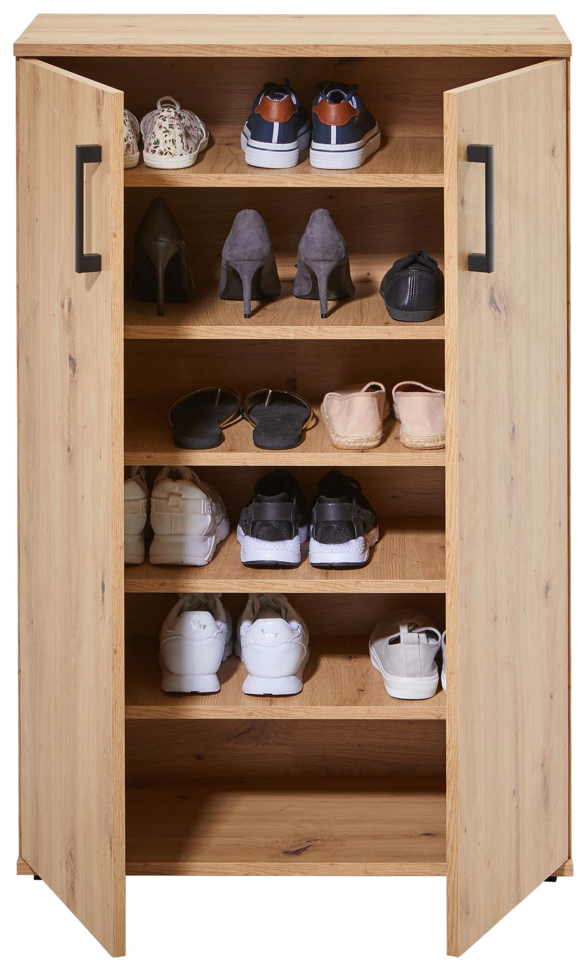 Schuhschrank in Eiche - Eichefarben/Schwarz, MODERN, Holzwerkstoff/Kunststoff (70/106/34cm) - Mömax