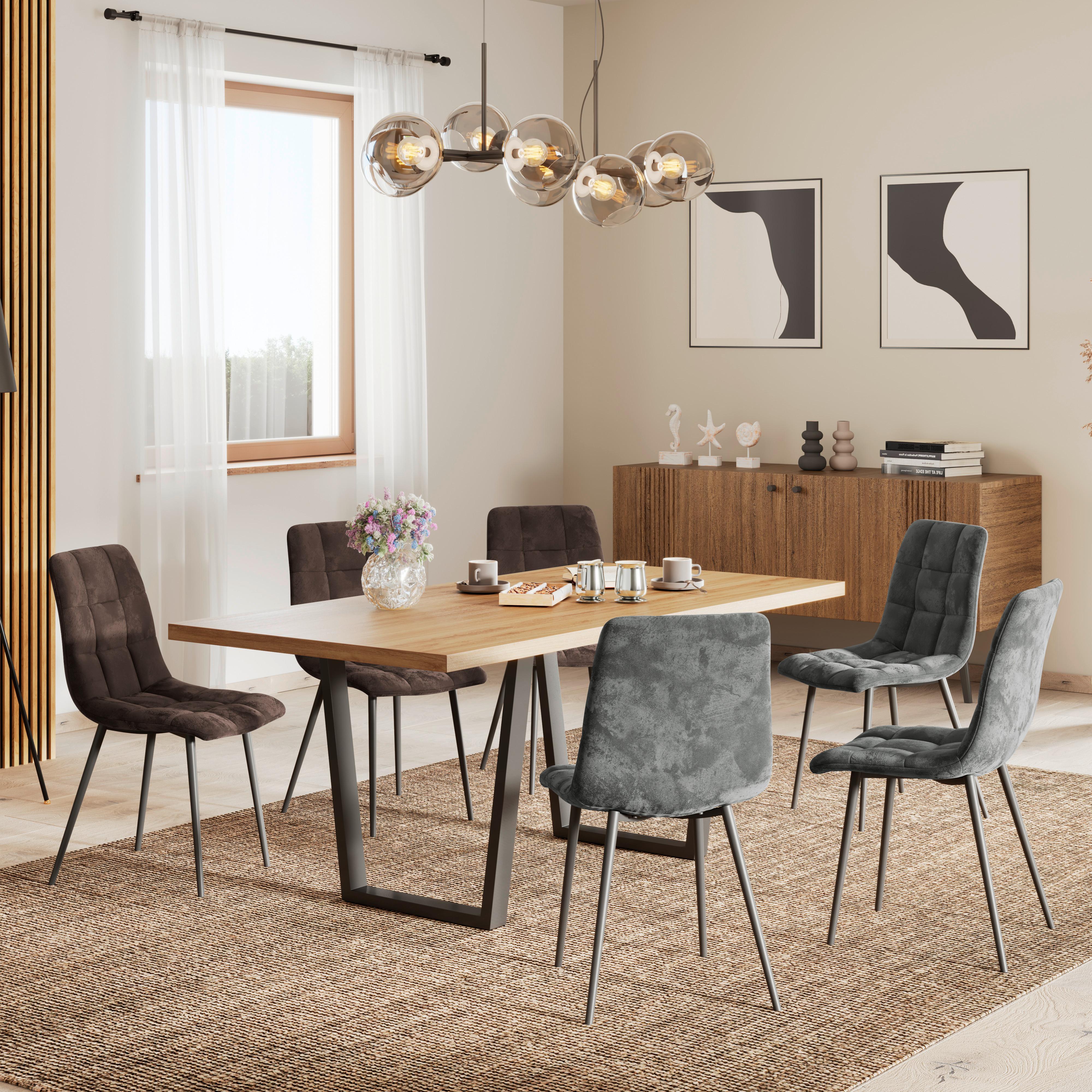 Raztegljiva Jedilna Miza Rudi, Barva Hrasta, 180-220x90 - črna/naravne barve, Moderno, kovina/leseni material (180 - 220/75/90cm)