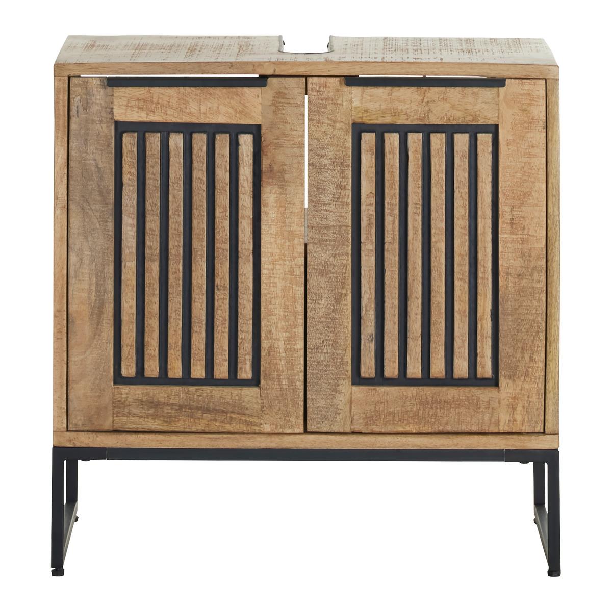 Waschbeckenunterschrank Everest Naturfarben/Schwarz - Schwarz/Naturfarben, Natur, Holz/Metall (60/60/32cm) - Mömax