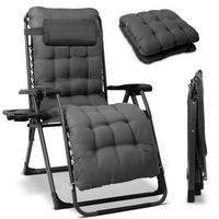 Garten-Relaxsessel Dunkelgrau klappbar - Dunkelgrau/Schwarz, Basics, Textil/Metall (68/88/110cm) - Modante