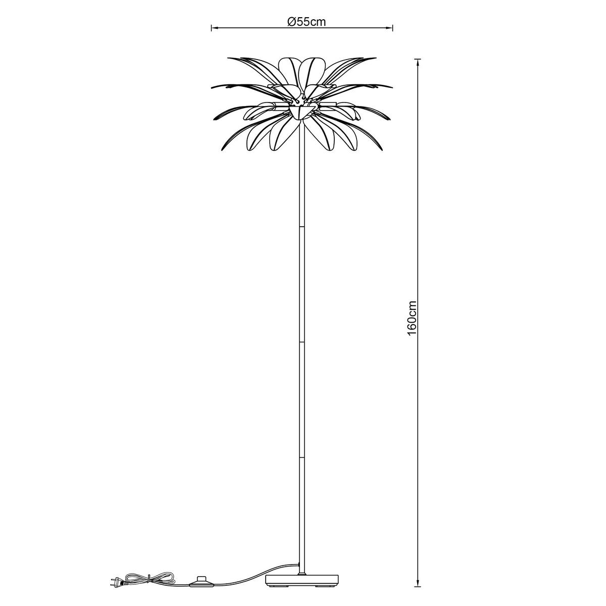 LAMPA STOJĄCA PALMA - biały, Trend, metal/tkanina (55/160cm) - Novel