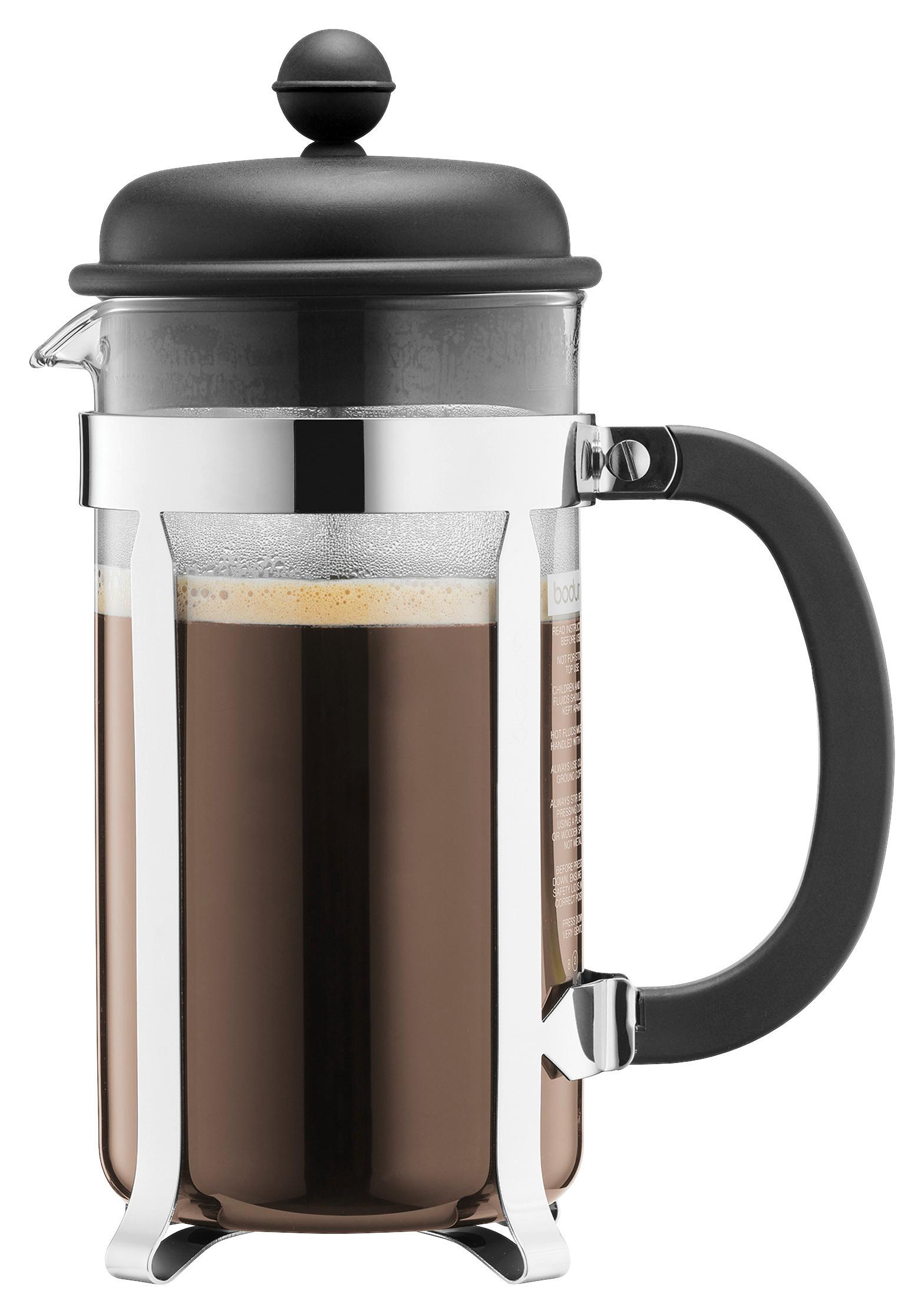 Kaffeebereiter Bodum Caffettiera Schwarz - Transparent/Silberfarben, KONVENTIONELL, Glas/Kunststoff (9/19cm) - Bodum