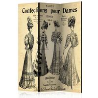 Paravan Confections Pour Dames, 3-Delni, Dvostranski - siva/bež, Basics, tekstil/les (135/172/3cm) - artgeist
