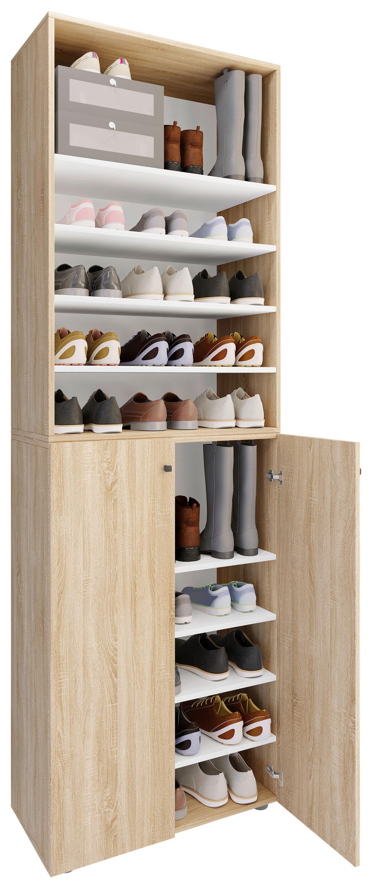 Schuhschrank LONA Sonoma Eiche ca. 70x220x40 cm - Silberfarben/Schwarz, Design, Holzwerkstoff/Kunststoff (70/220/40cm) - MID.YOU