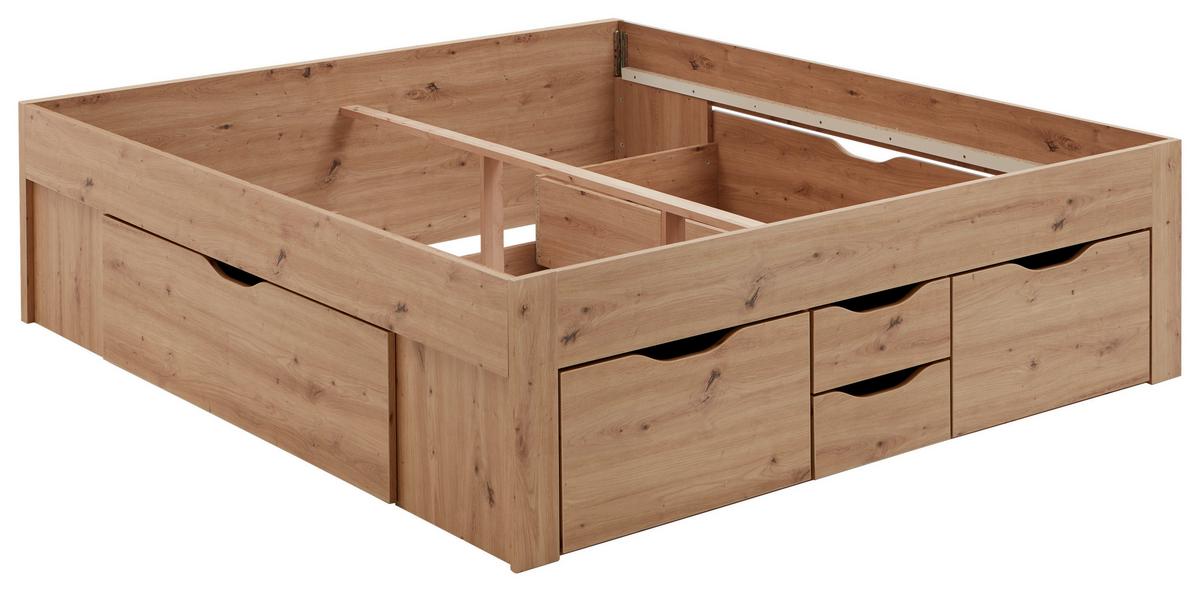 Stauraumbett Noah in Eiche Artisan ca. 180x200cm - Eiche Artisan, KONVENTIONELL, Holzwerkstoff (180/200cm) - Mömax