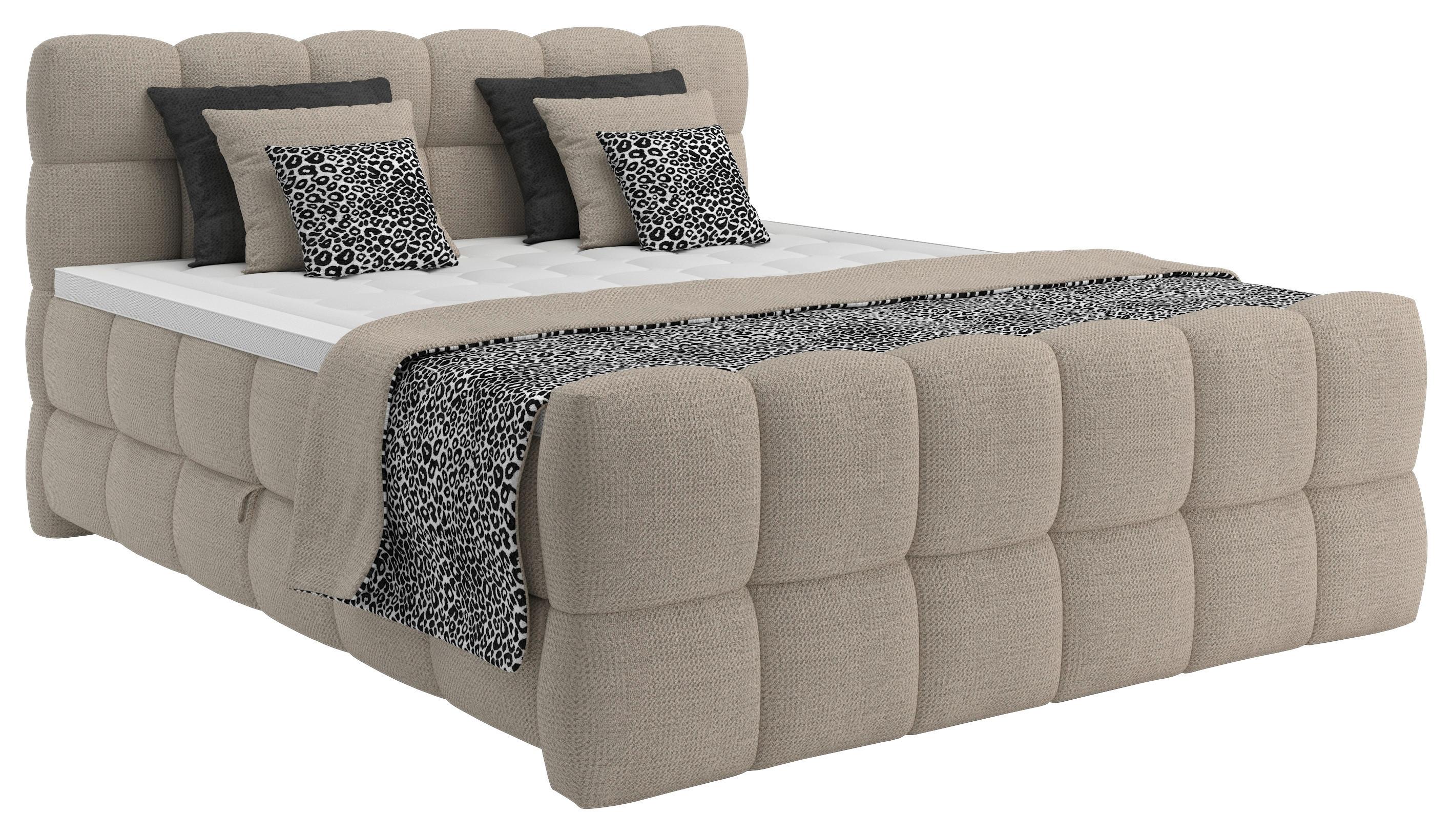 Boxspring Krevet Brisbane - bež/crna, Trend, drvni materijal/drvo (120/220cm) - Premium Living