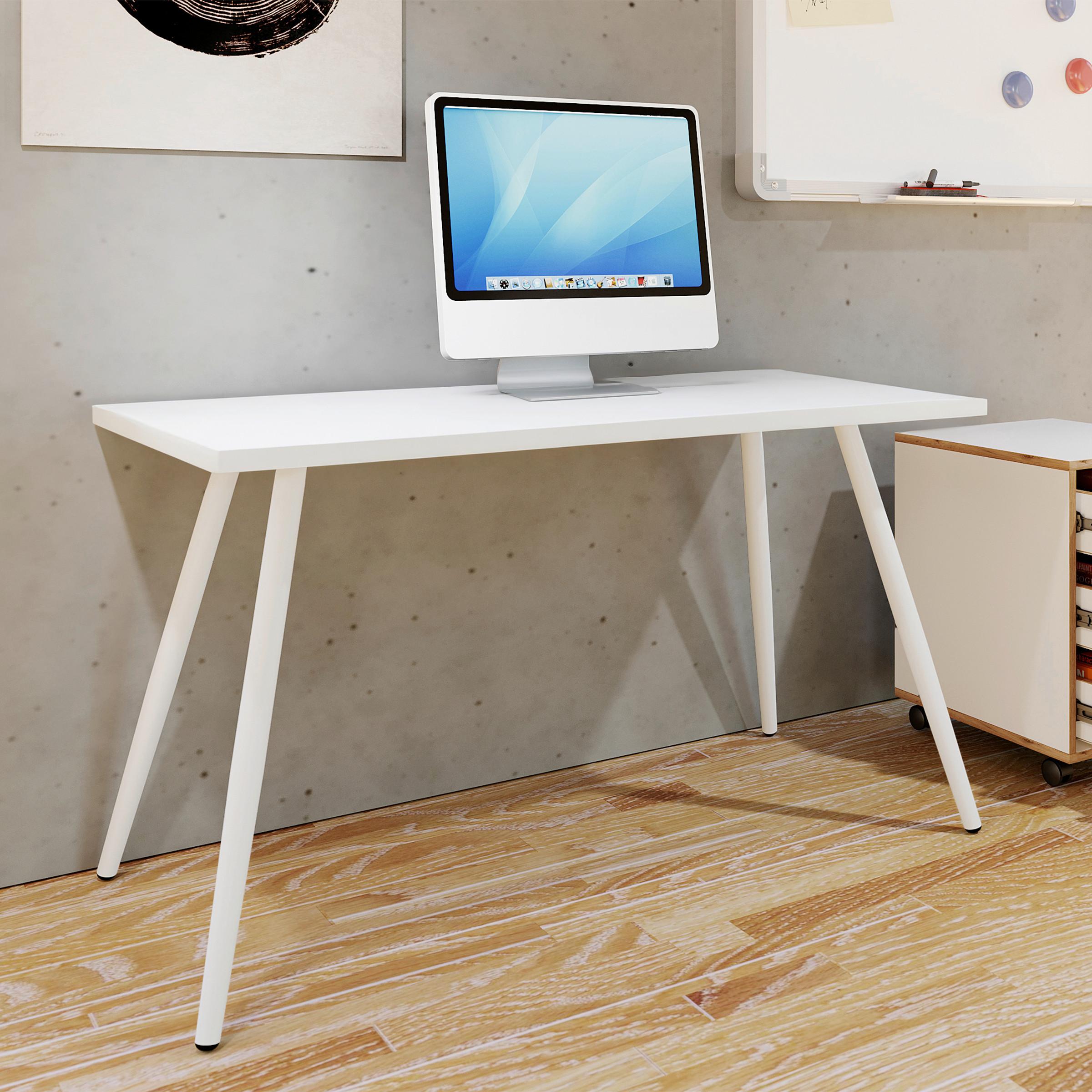 Pisalna Miza Salia, Bela, 80x50cm - bela, Moderno, kovina/leseni material (80/50/70cm) - MID.YOU