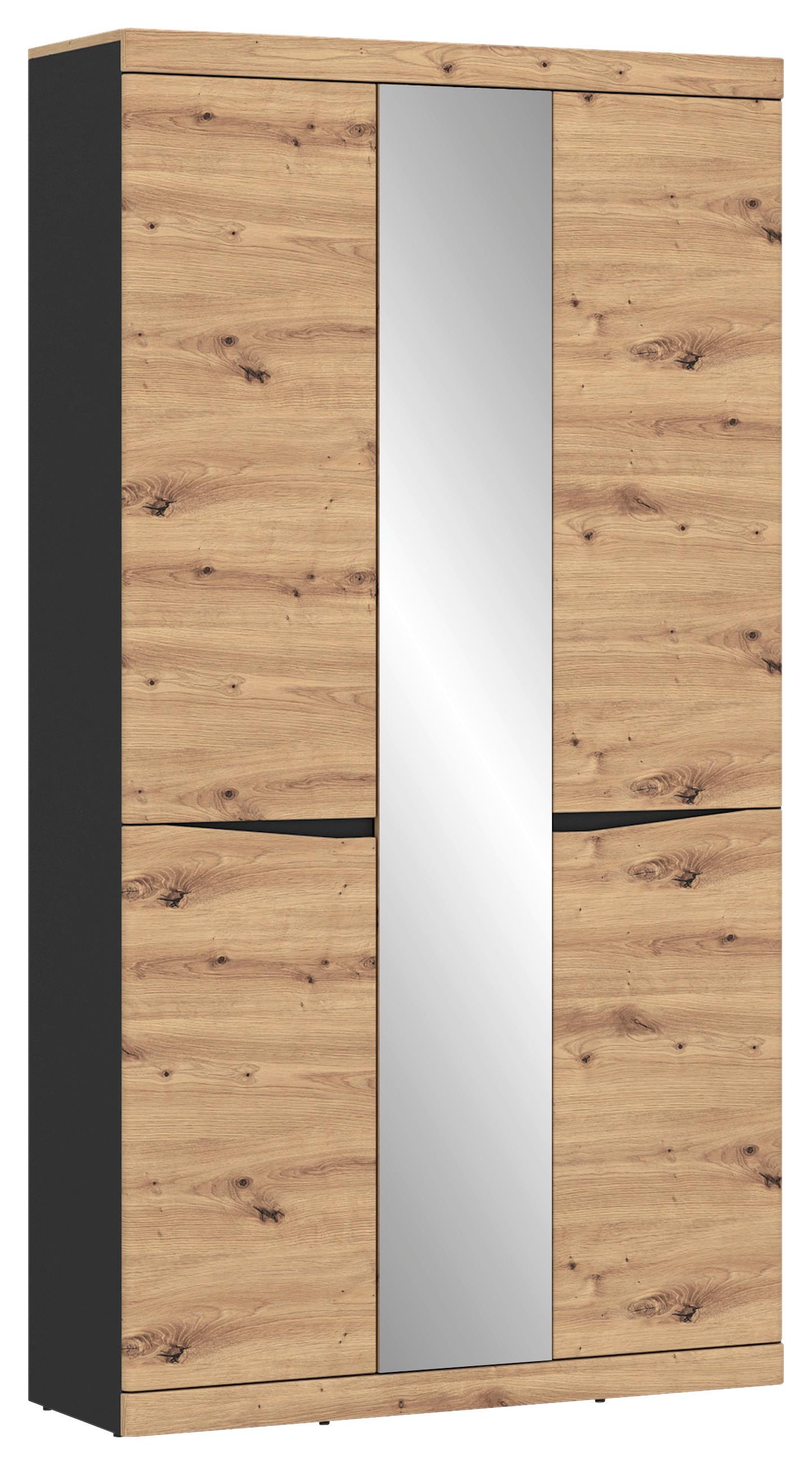 Garderobna Omara Turino, Barva Hrasta, Antracit - antracit/hrast artisan, Trend, umetna masa/steklo (103/196,5/39,9cm)