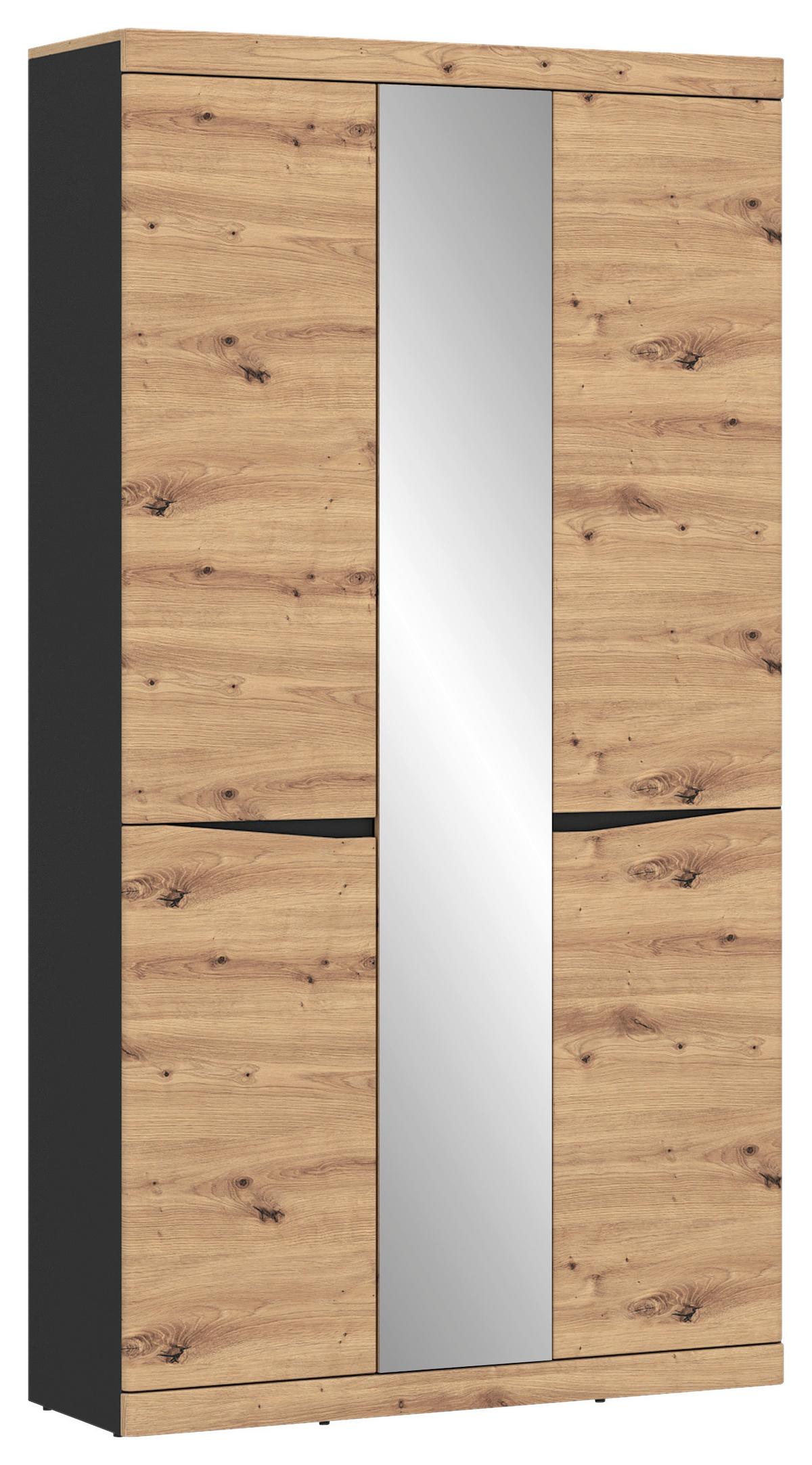 Garderobna Omara Turino, Barva Hrasta, Antracit - antracit/hrast artisan, Trend, umetna masa/steklo (103/196,5/39,9cm)