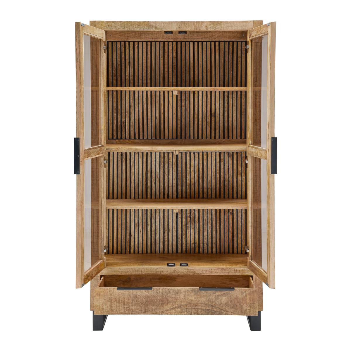 Vitrine Everest in Naturfarben/Schwarz - Schwarz/Naturfarben, Natur, Glas/Holz (100/180/40cm) - Mömax