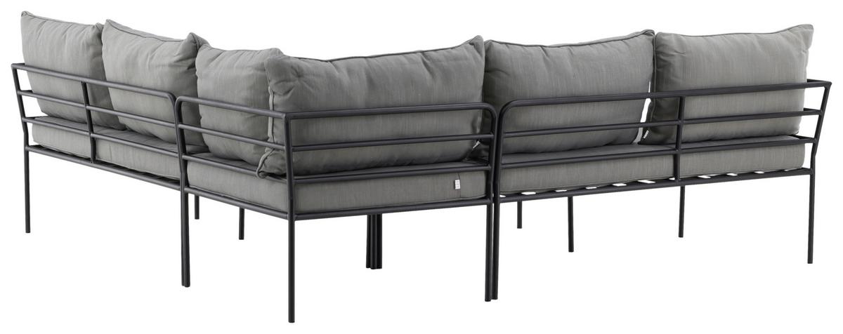 Loungegarnitur Penh Grau/Schwarz Tisch Akazie - Schwarz/Grau, KONVENTIONELL, Holz/Metall - Gardenson