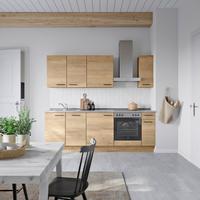 Küchenblock Structura Low m. Geräten Eiche - Schieferfarben/Eichefarben, MODERN, Holzwerkstoff/Metall (240cm) - Nobilia