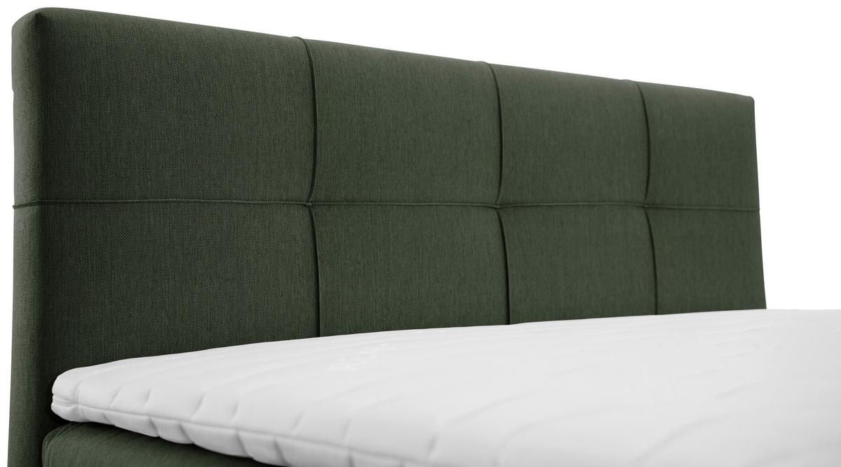 Oblazinjena Postelja Freddie, Olivno Zelena, 140x200 - črna/olivno zelena , Konvencionalno, kovina/tekstil (140/200cm) - Mömax