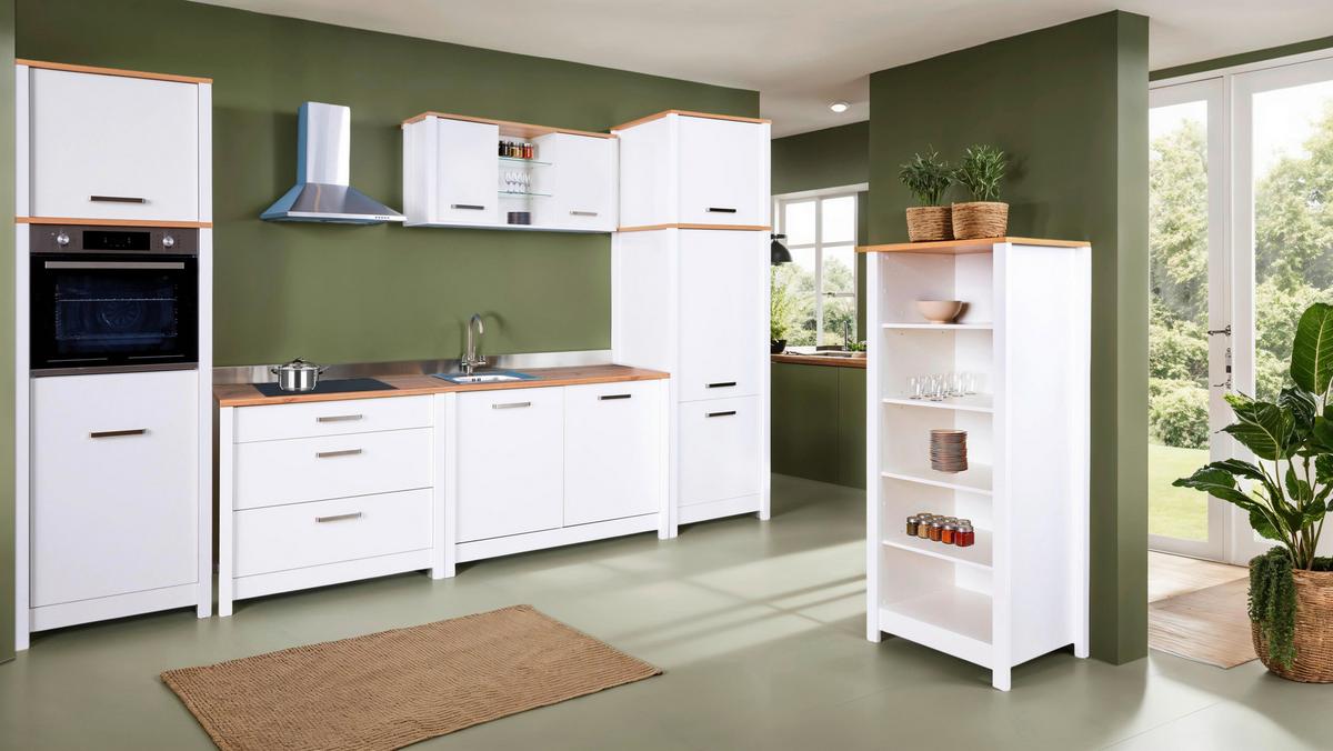 Küchenleerblock Bundle 9-Sorba o. Geräte Weiß - Silberfarben/Weiß, MODERN, Glas/Holzwerkstoff (430/227/60cm) - home24