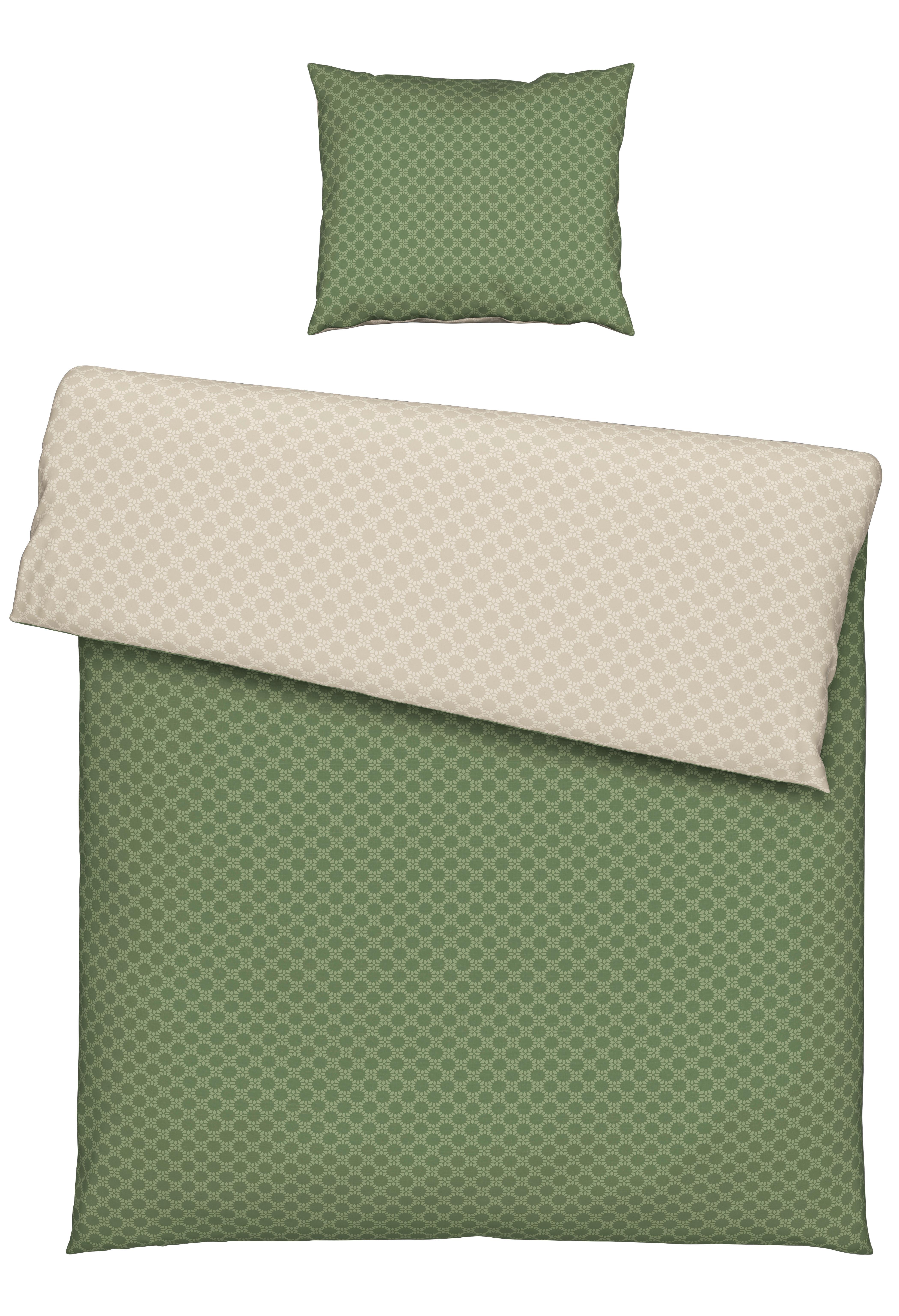 Bettwäsche Mici-Wende ca. 160x210cm - Beige/Grün, Konventionell, Textil (160/210cm) - Modern Living