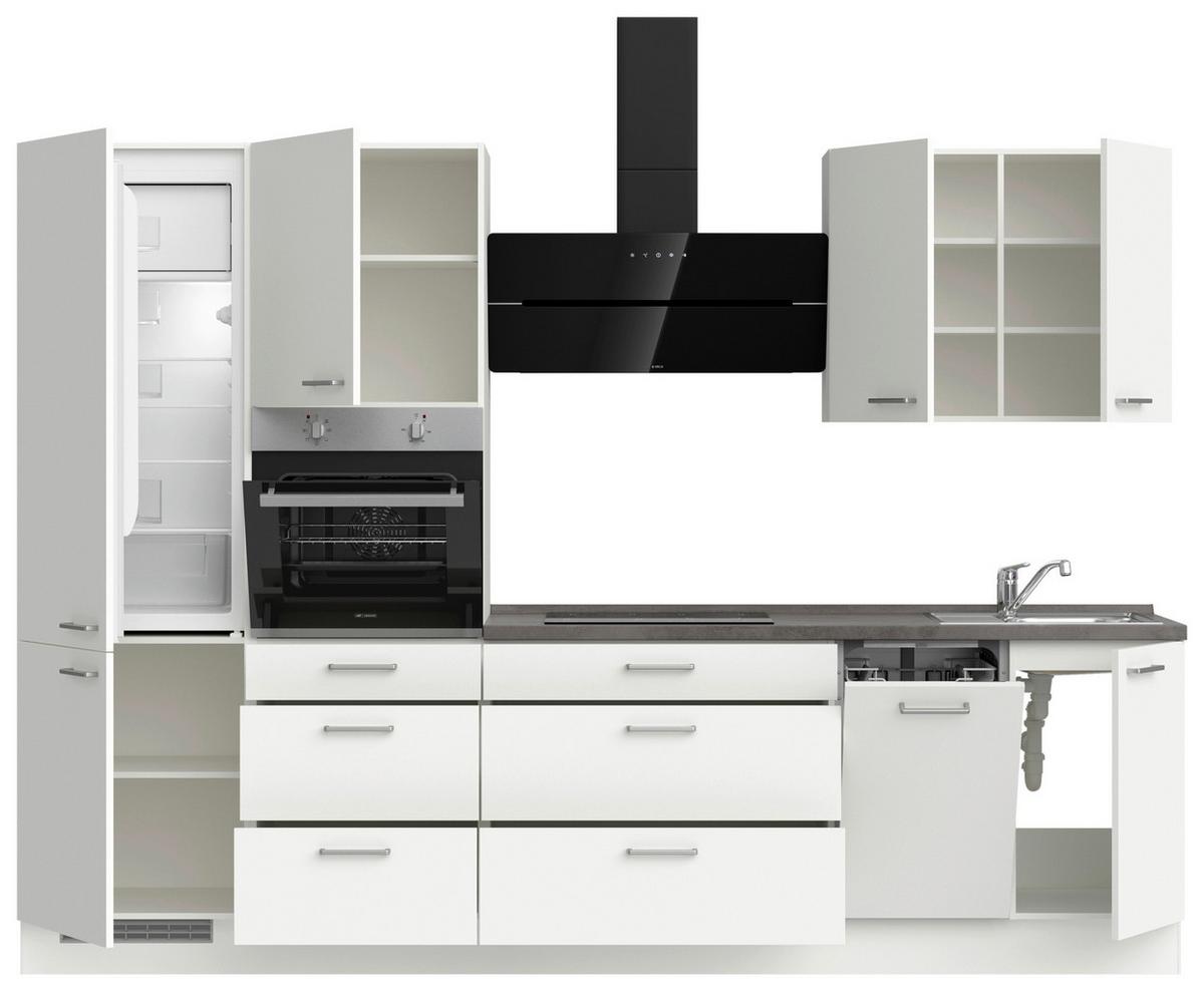 Küchenleerblock Touch High o. Geräte Weiß - Edelstahlfarben/Weiß, MODERN, Holzwerkstoff/Metall (300cm) - Nobilia