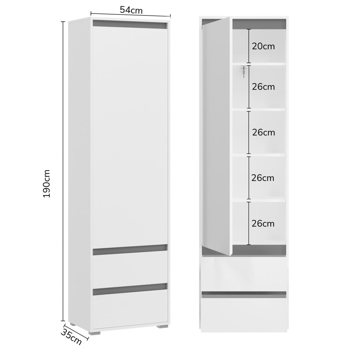 Garderobenschrank Torino ca. 76x102x35 cm Weiß/Grau - Silberfarben/Grau, KONVENTIONELL, Holzwerkstoff/Kunststoff (76/102/35cm) - MID.YOU