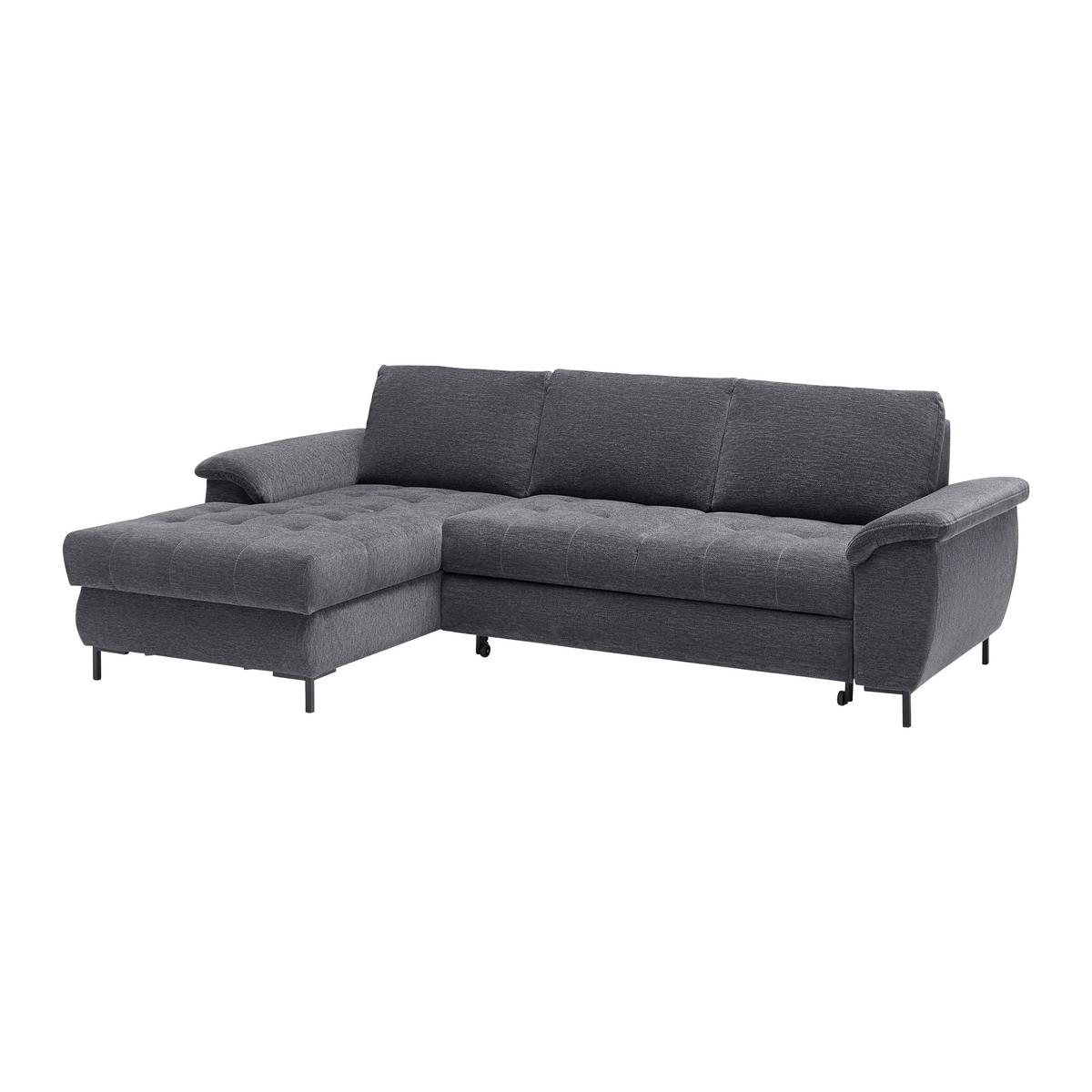 Ecksofa Focus L Grau Chenille - Schwarz/Grau, KONVENTIONELL, Holz/Textil (256/167cm) - Based
