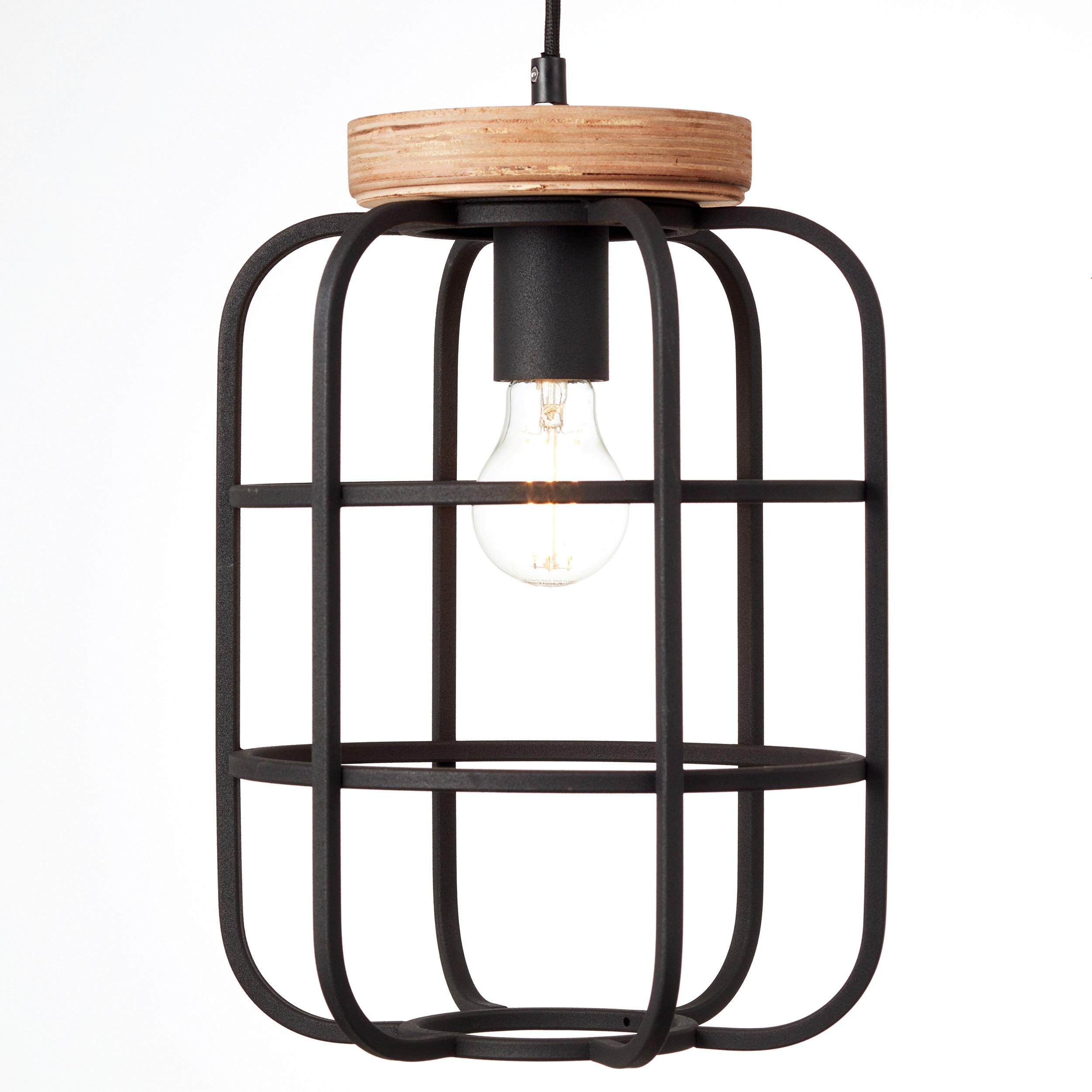 Hängeleuchte Gwen Braun/Schwarz max. 40 Watt - Schwarz/Braun, Design, Holz/Metall (25/147cm) - Brilliant