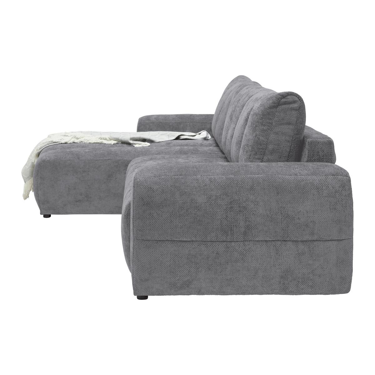 Wohnlandschaft Bolonia Grau - Schwarz Hochglanz/Grau, MODERN, Textil/Metall (166/93/273cm) - Mömax