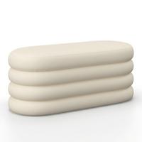 Hockerbank Lorena Creme Bouclé Gepolstert mit Stauraum - Creme, MODERN, Holz/Textil (110/47/45cm) - Bessagi Home