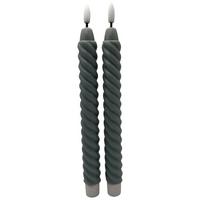 Stabkerze Twist Graublau, 2er Set - Graublau, Konventionell (2/25cm) - Mömax