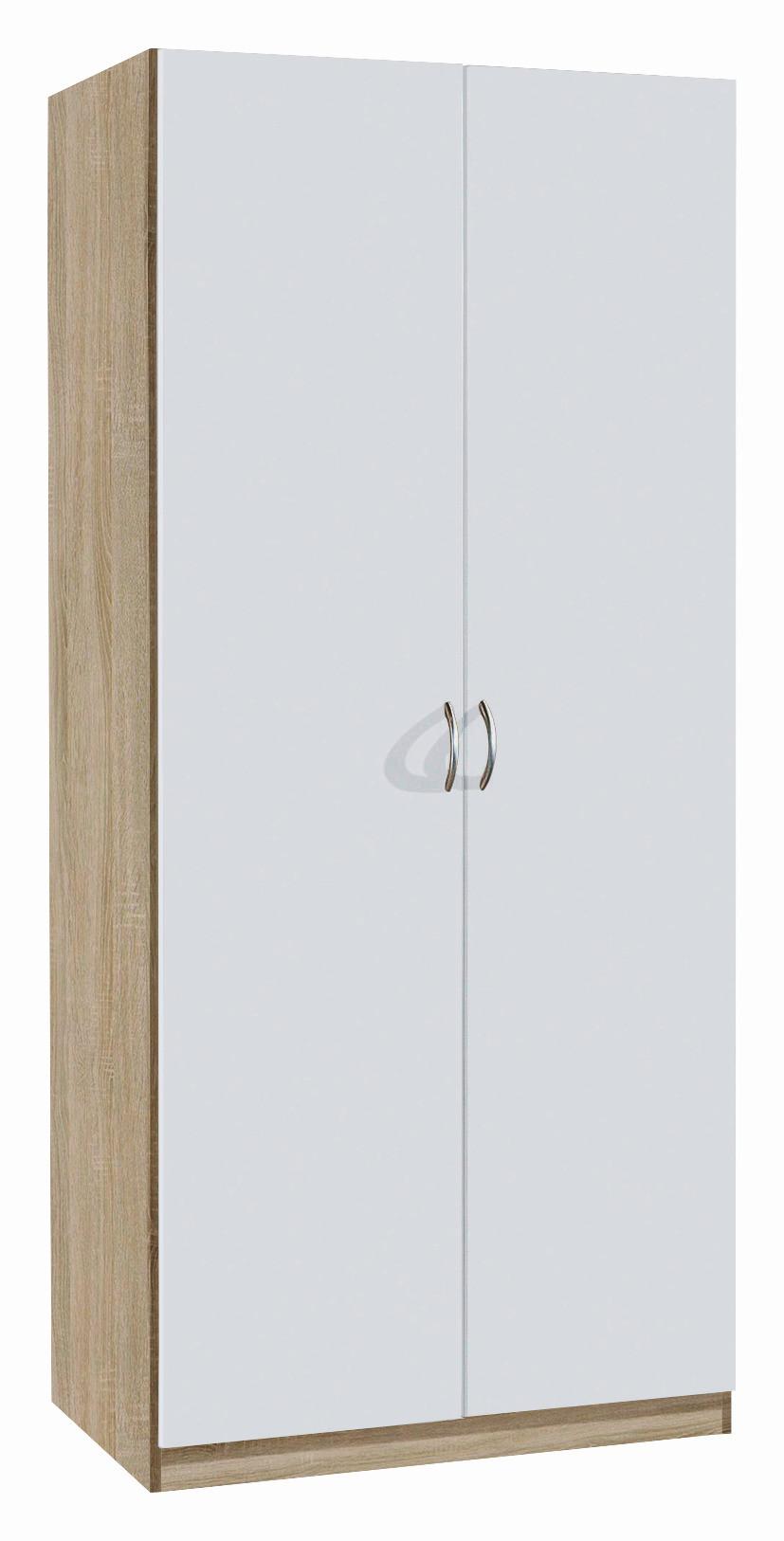 Omara S Klasičnimi Vrati Case, Bela, Barva Hrasta - srebrne barve/bela, Design, umetna masa/leseni material (91/197/54cm) - Boxxx