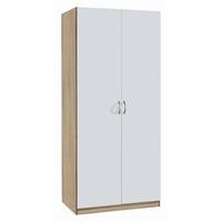 Omara S Klasičnimi Vrati Case, Bela, Barva Hrasta - srebrne barve/bela, Design, umetna masa/leseni material (91/197/54cm) - Boxxx