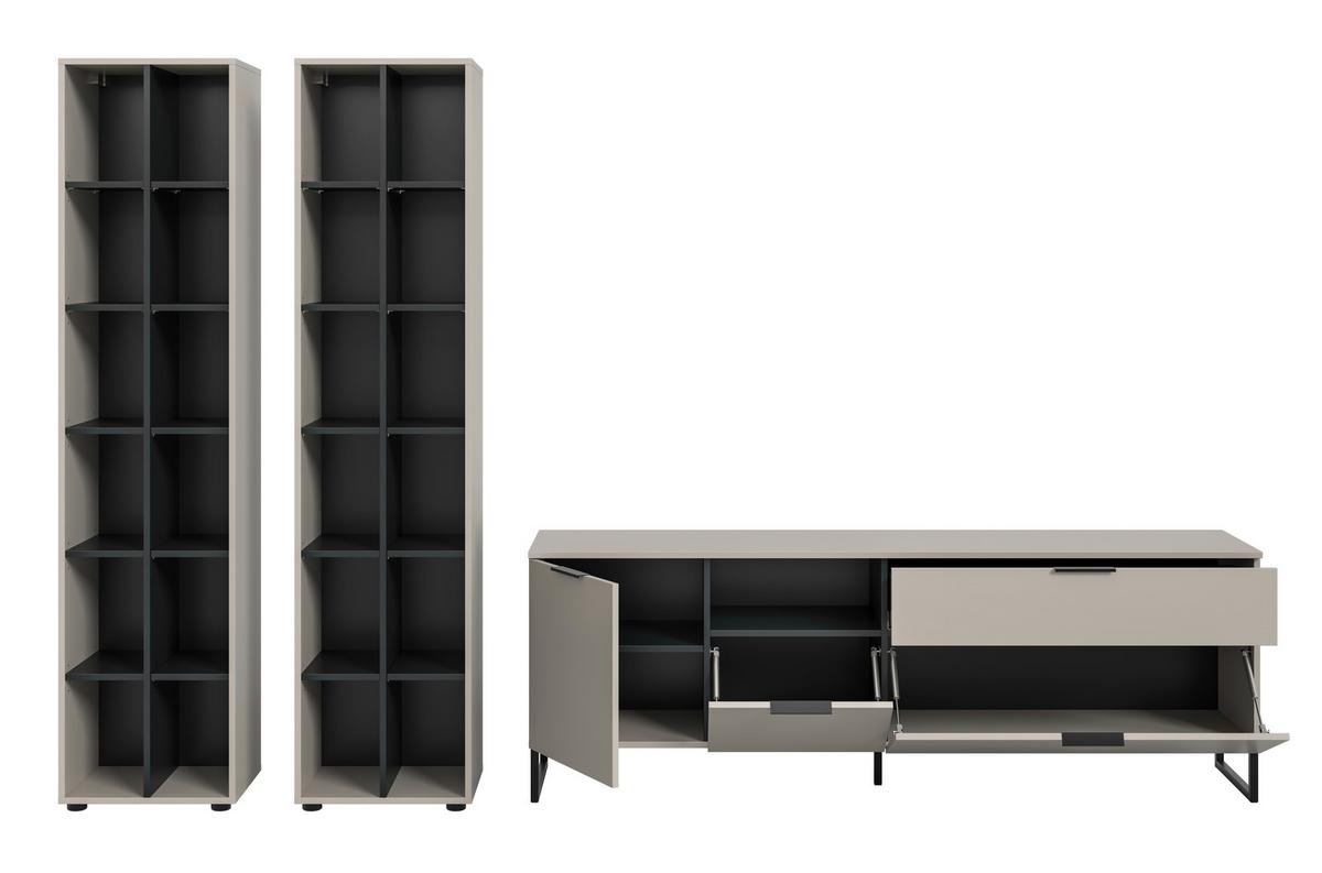 Dnevni Regal Noida, Kašmir, Črna, 3-Delni - kašmir/črna, Design, kovina/umetna masa (305/192/41cm) - Livetastic