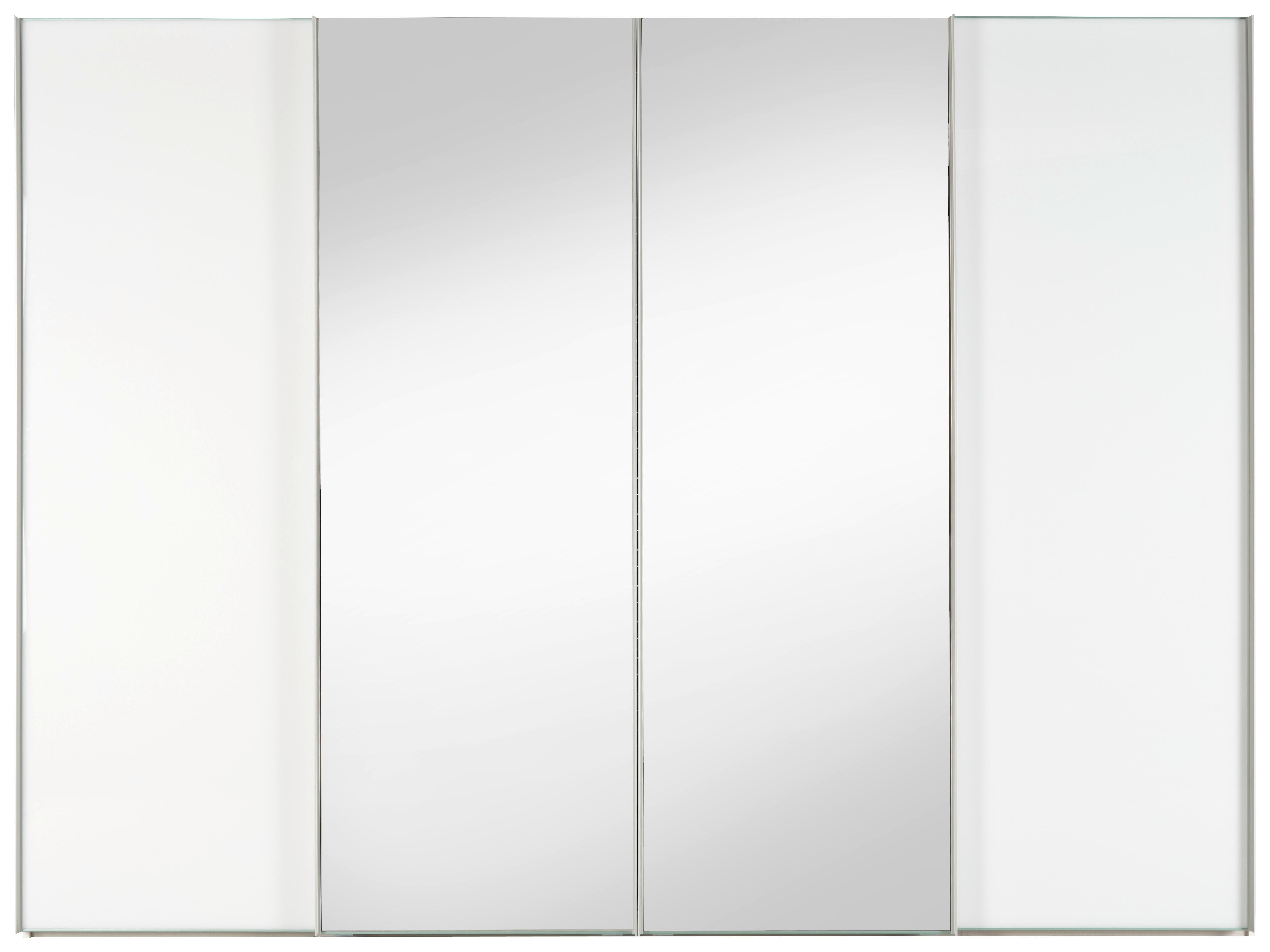 Schwebetürenschrank in Weiss - Weiss/Alufarben, Lifestyle, Glas/Holzwerkstoff (298/222/68cm) - Premium Living