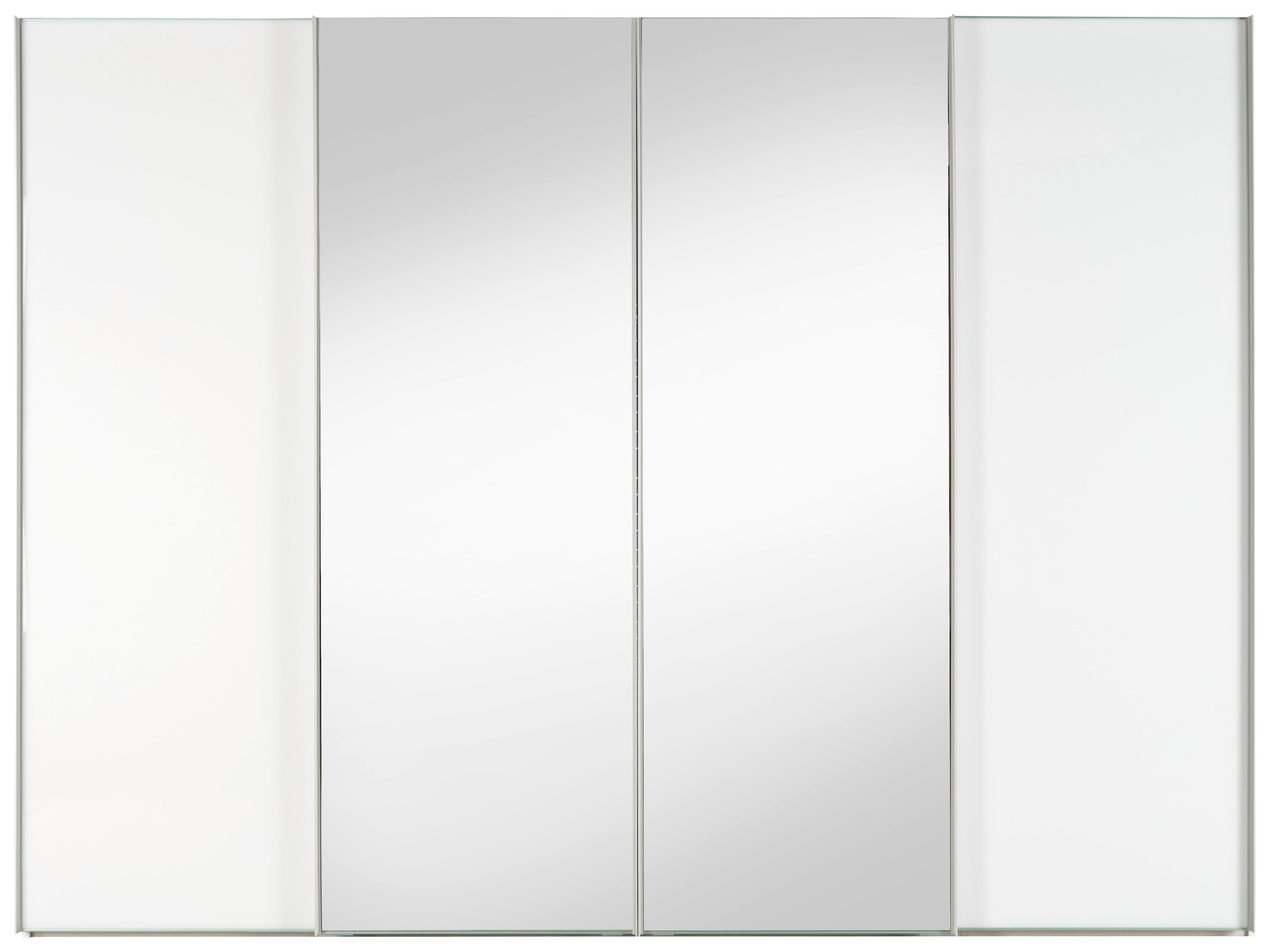 Schwebetürenschrank in Weiss - Weiss/Alufarben, Modern, Glas/Holzwerkstoff (298/222/68cm) - Premium Living