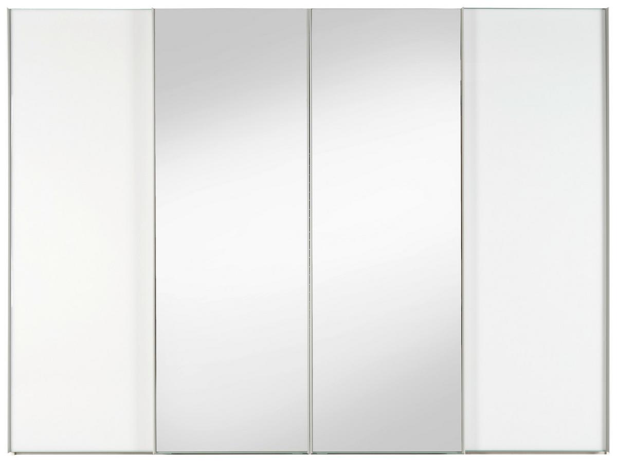 Schwebetürenschrank Sonate Rom in Weiß ca. 298x222x68cm - Alufarben/Weiß, MODERN, Glas/Holzwerkstoff (298/222/68cm) - Premium Living