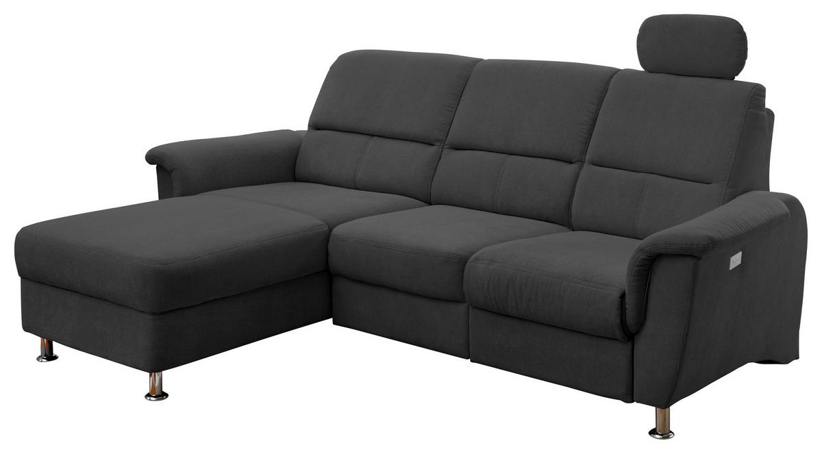 Ecksofa mit Relaxfunktion + USB Anschluss Parole, Mikrof. - Chromfarben/Schwarz, MODERN, Textil/Metall (165/231cm) - Livetastic